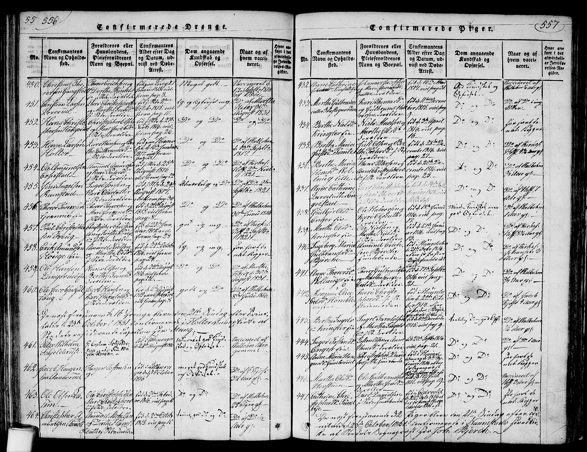 Nannestad prestekontor Kirkebøker, SAO/A-10414a/F/Fa/L0009: Parish register (official) no. I 9, 1815-1840, p. 556-557