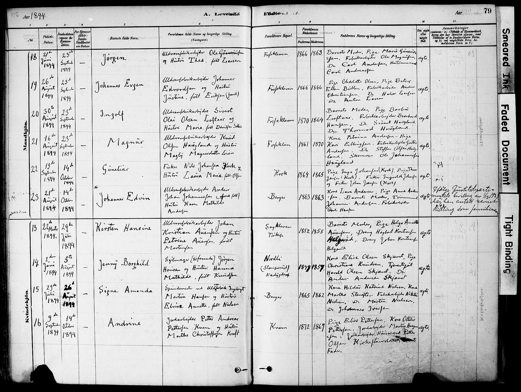 Strømm kirkebøker, AV/SAKO-A-322/F/Fa/L0004: Parish register (official) no. I 4, 1878-1899, p. 79