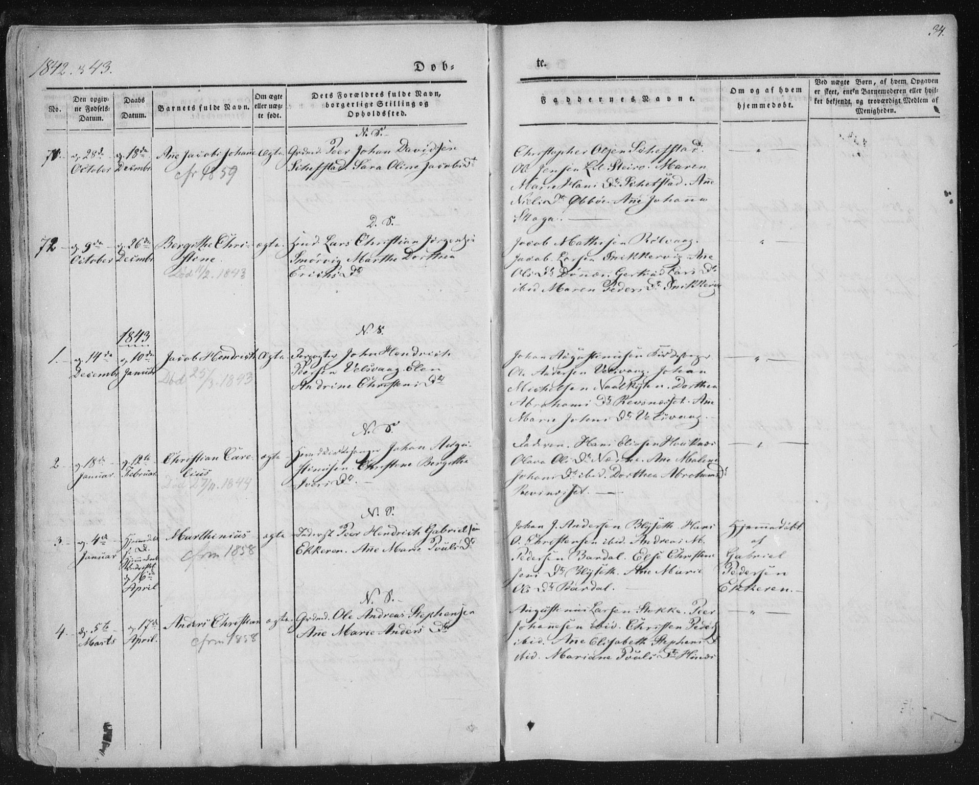 Ministerialprotokoller, klokkerbøker og fødselsregistre - Nordland, AV/SAT-A-1459/838/L0549: Parish register (official) no. 838A07, 1840-1854, p. 34