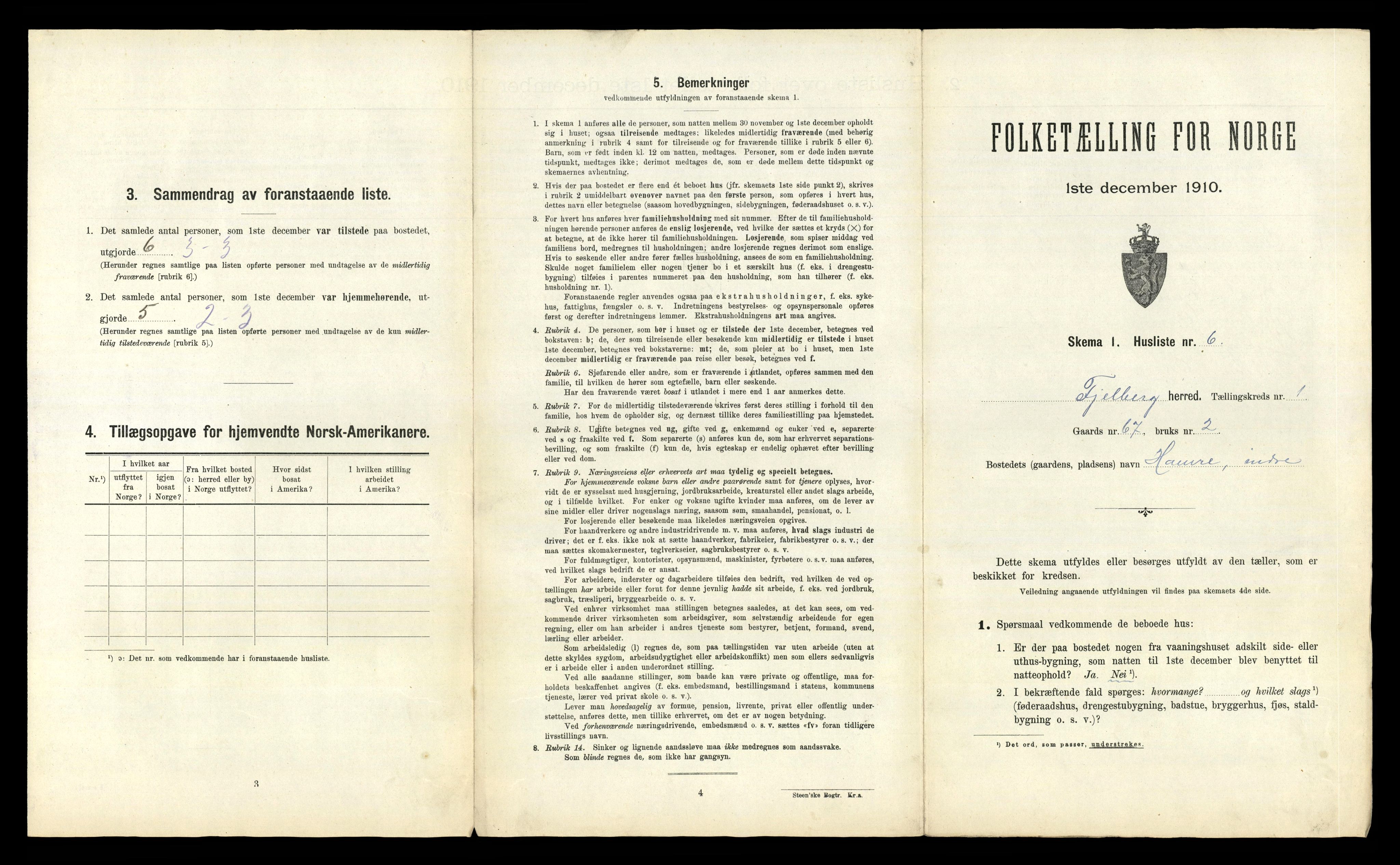 RA, 1910 census for Fjelberg, 1910, p. 53
