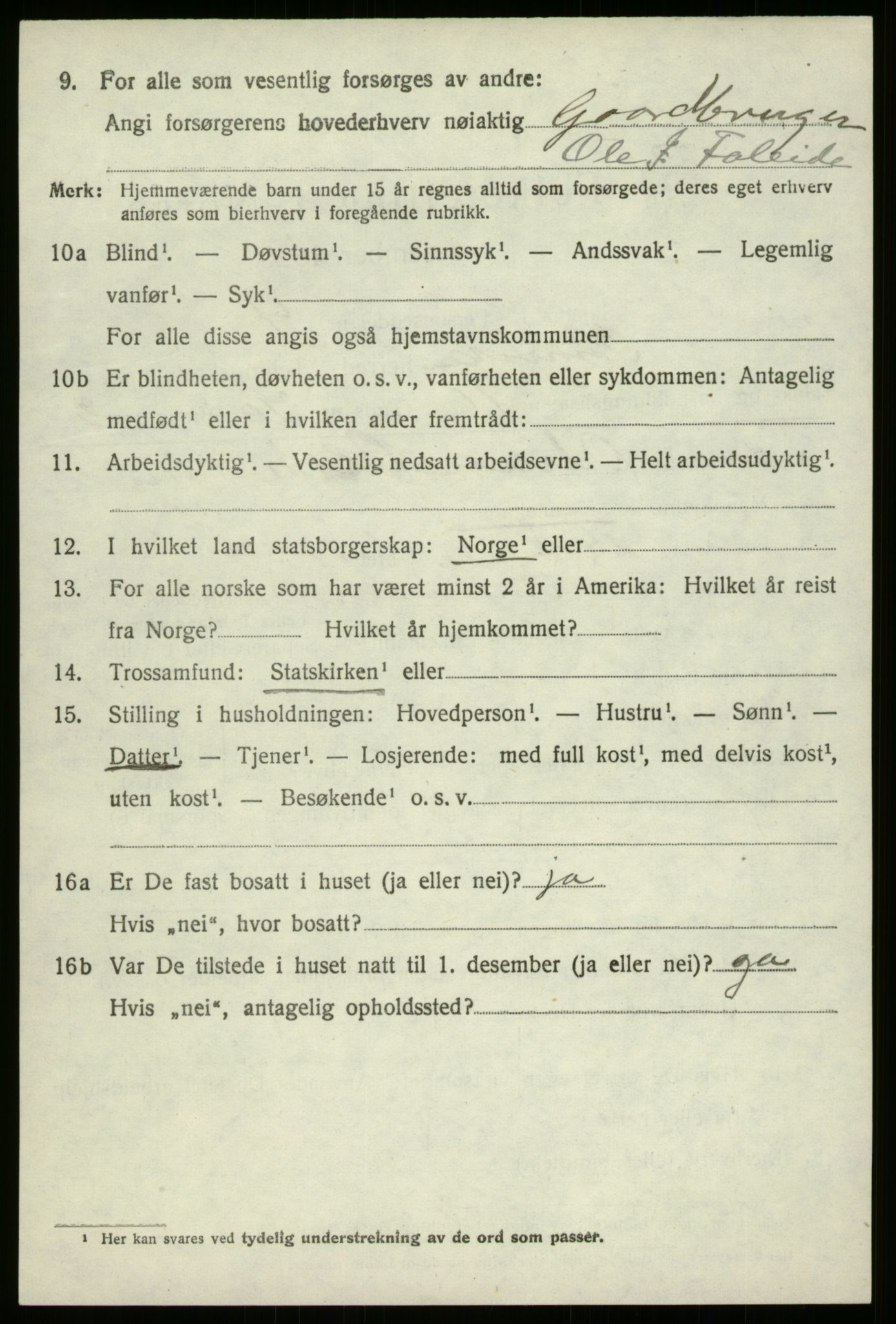 SAB, 1920 census for Innvik, 1920, p. 2834