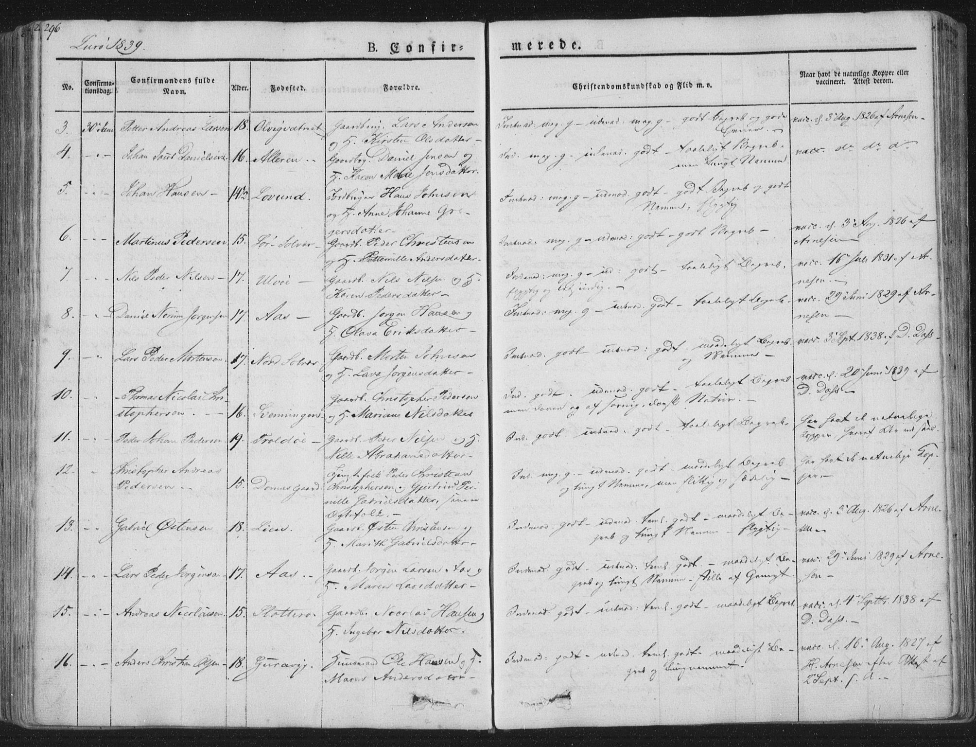 Ministerialprotokoller, klokkerbøker og fødselsregistre - Nordland, SAT/A-1459/839/L0565: Parish register (official) no. 839A02, 1825-1862, p. 296