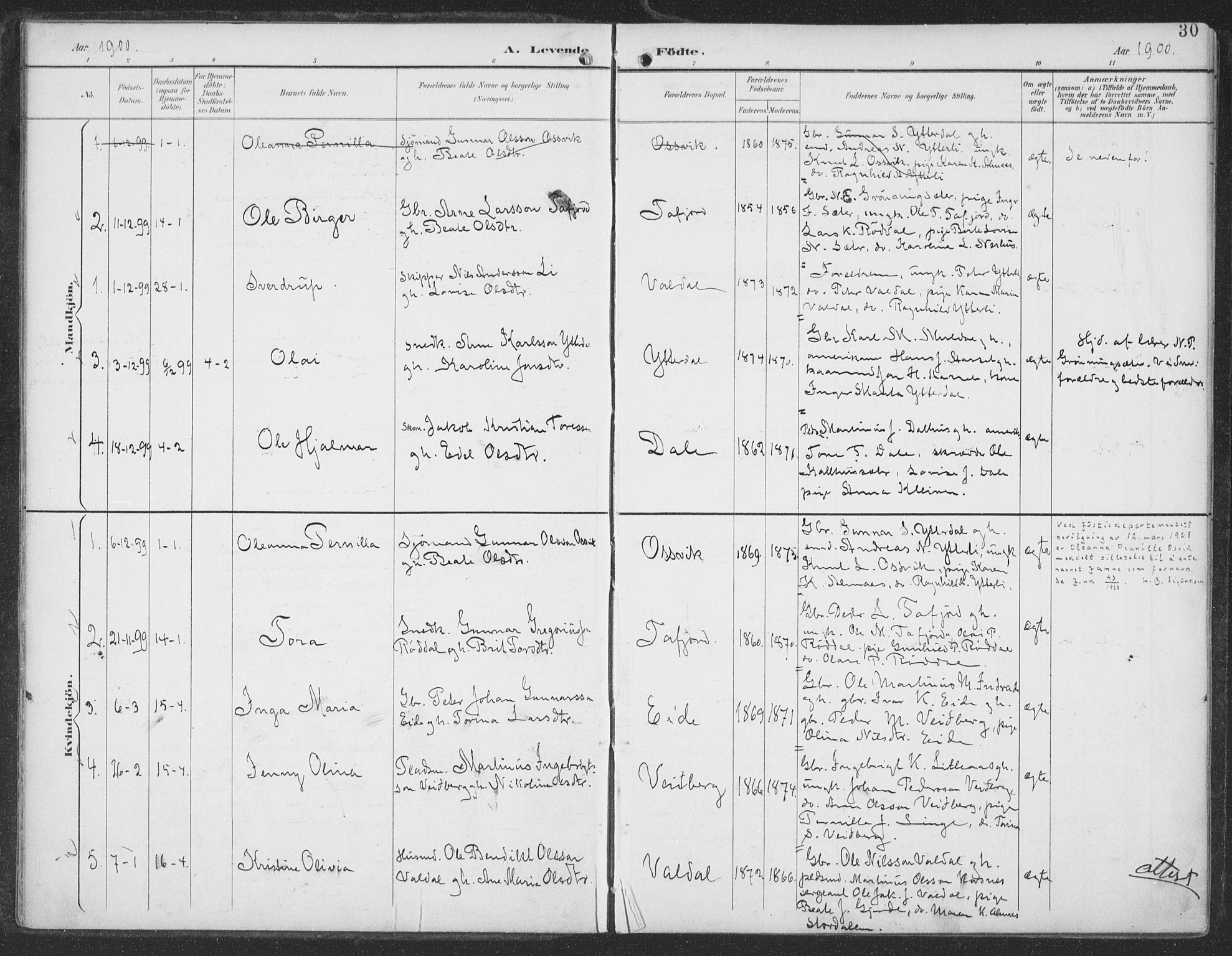 Ministerialprotokoller, klokkerbøker og fødselsregistre - Møre og Romsdal, AV/SAT-A-1454/519/L0256: Parish register (official) no. 519A15, 1895-1912, p. 30