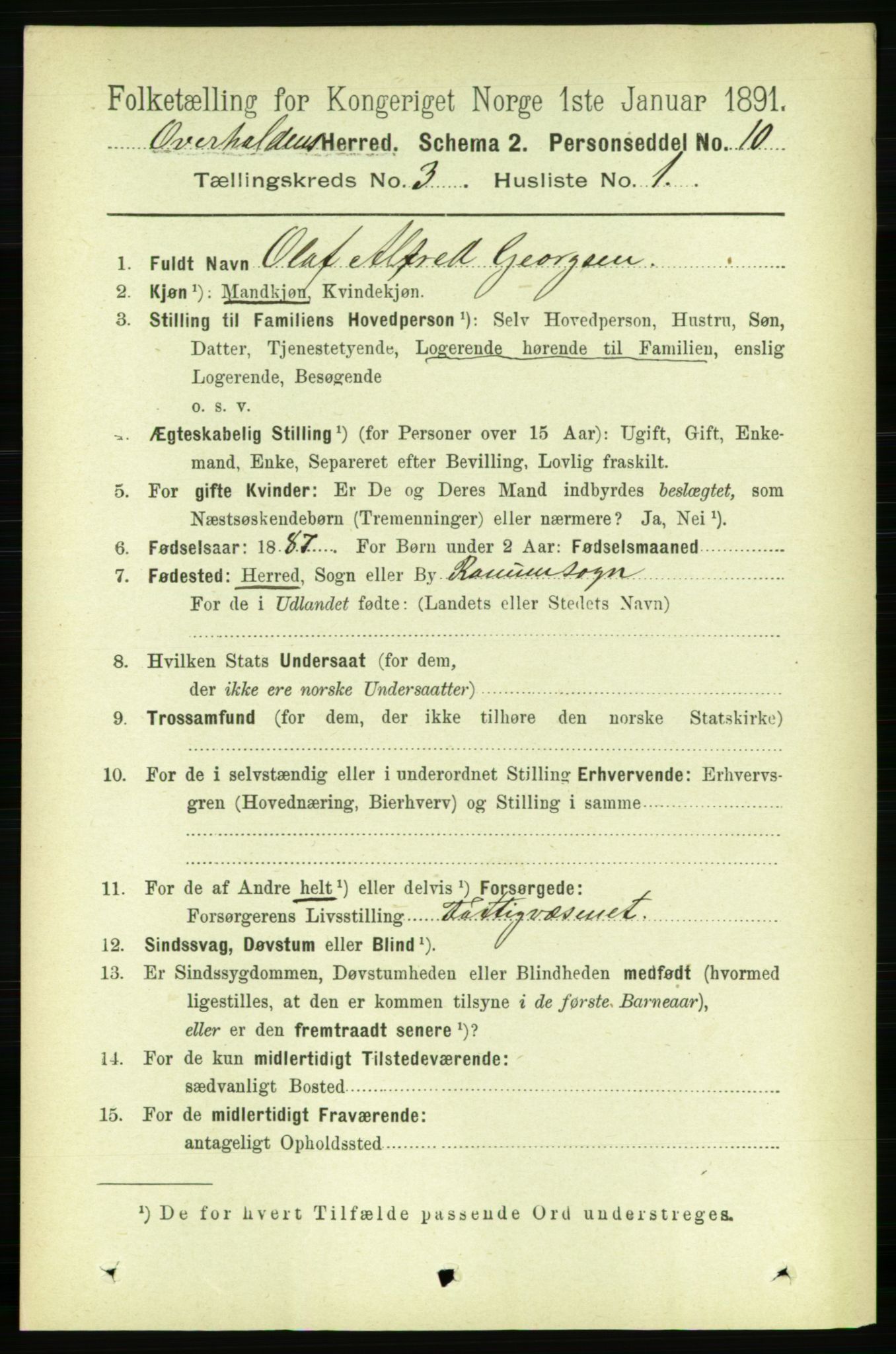 RA, 1891 census for 1744 Overhalla, 1891, p. 758