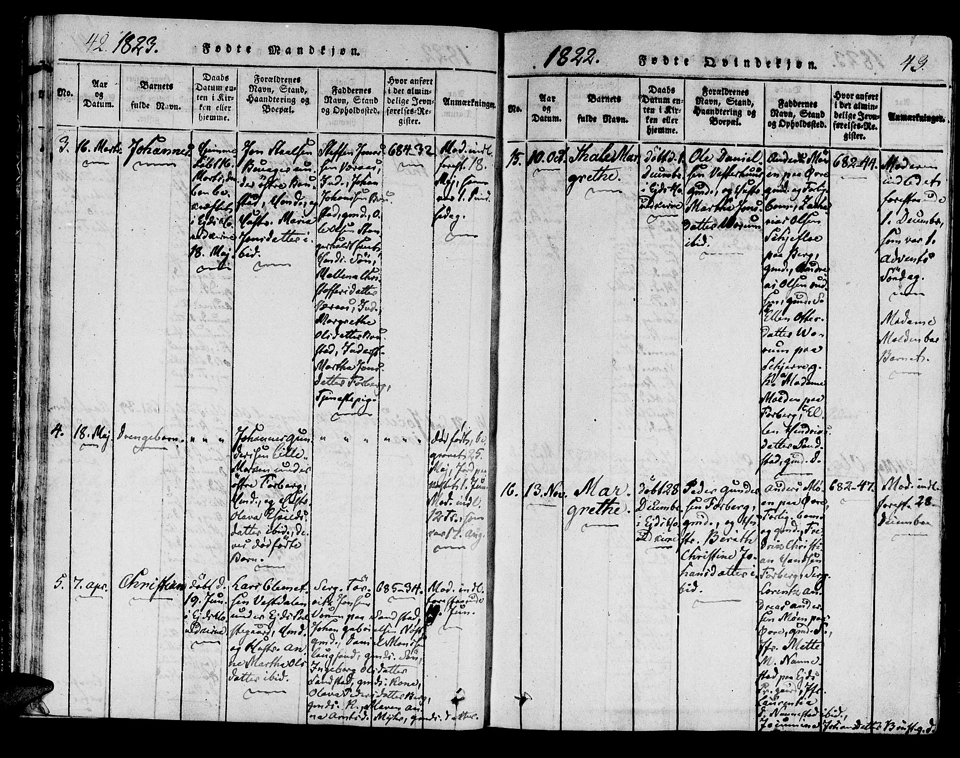 Ministerialprotokoller, klokkerbøker og fødselsregistre - Nord-Trøndelag, SAT/A-1458/722/L0217: Parish register (official) no. 722A04, 1817-1842, p. 42-43