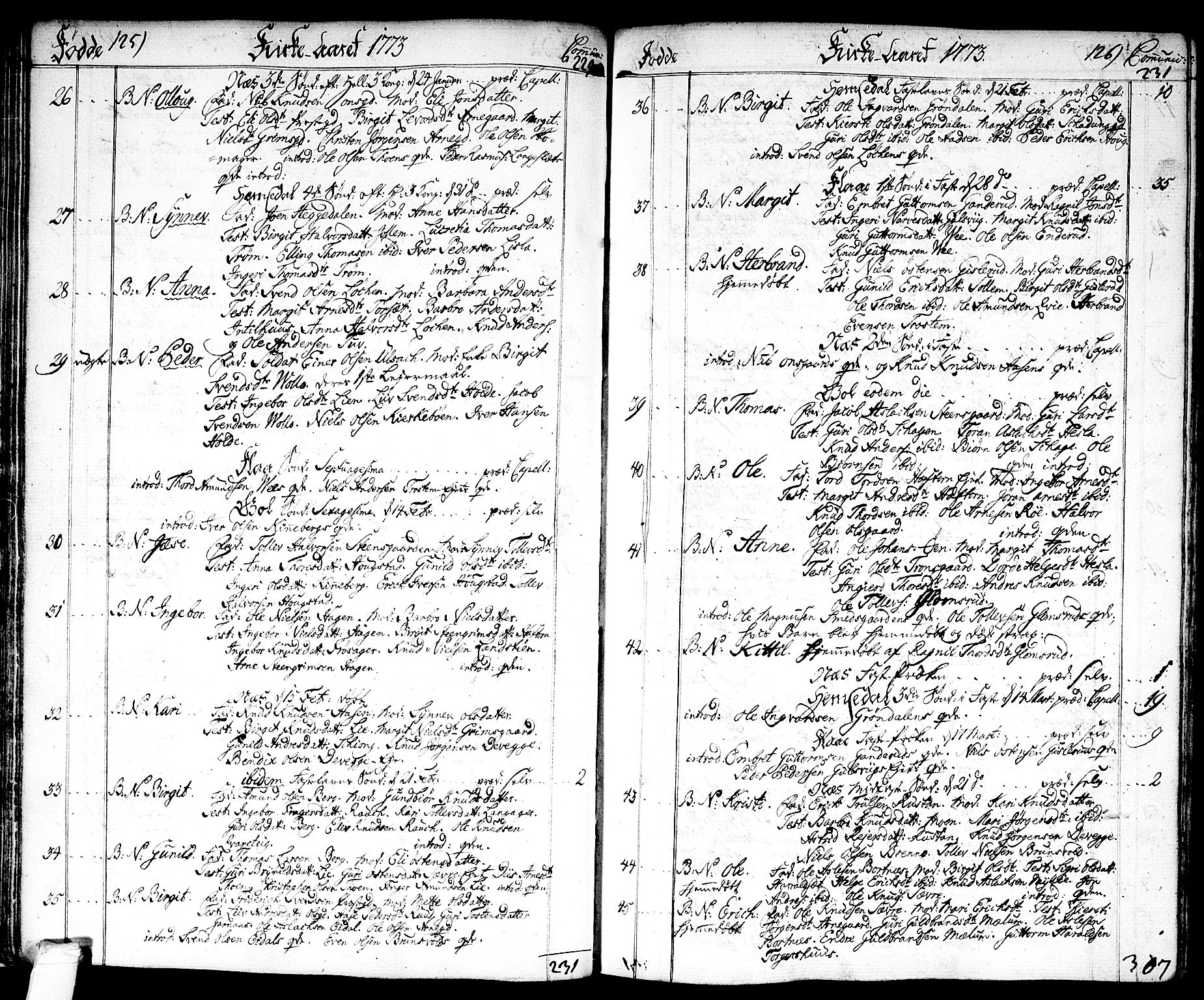 Nes kirkebøker, SAKO/A-236/F/Fa/L0004: Parish register (official) no. 4, 1764-1786, p. 125-126