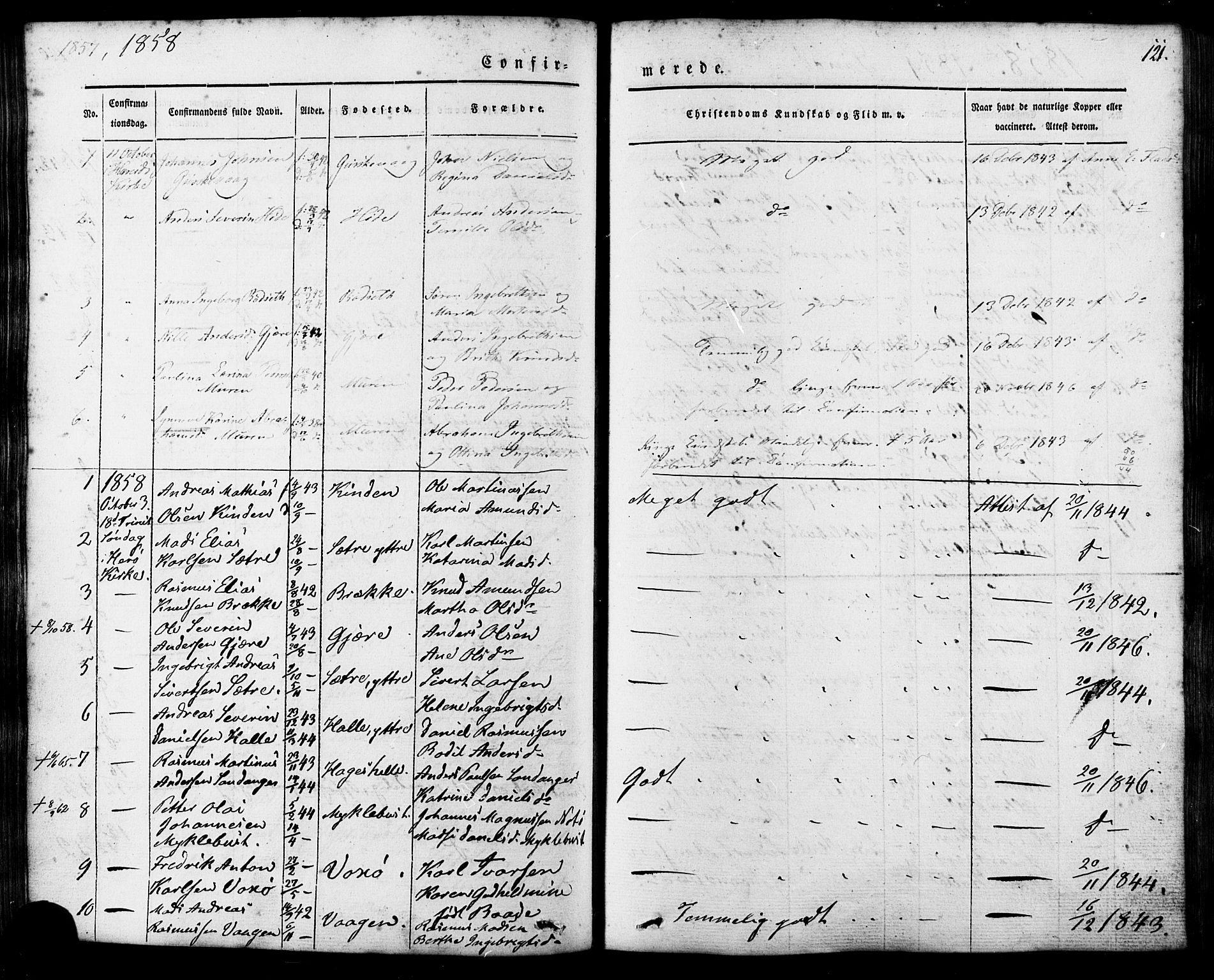 Ministerialprotokoller, klokkerbøker og fødselsregistre - Møre og Romsdal, AV/SAT-A-1454/503/L0034: Parish register (official) no. 503A02, 1841-1884, p. 121