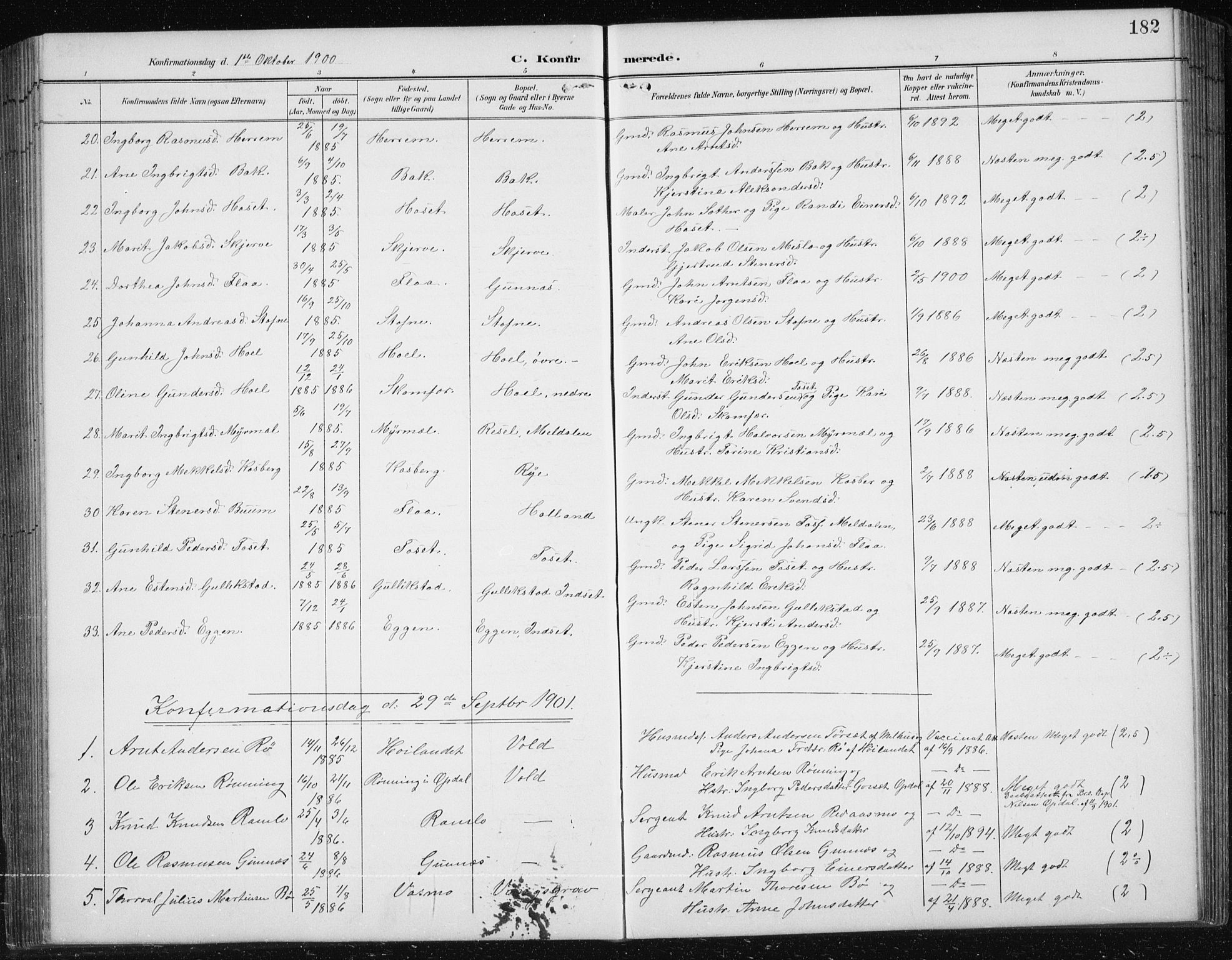 Ministerialprotokoller, klokkerbøker og fødselsregistre - Sør-Trøndelag, SAT/A-1456/674/L0876: Parish register (copy) no. 674C03, 1892-1912, p. 182