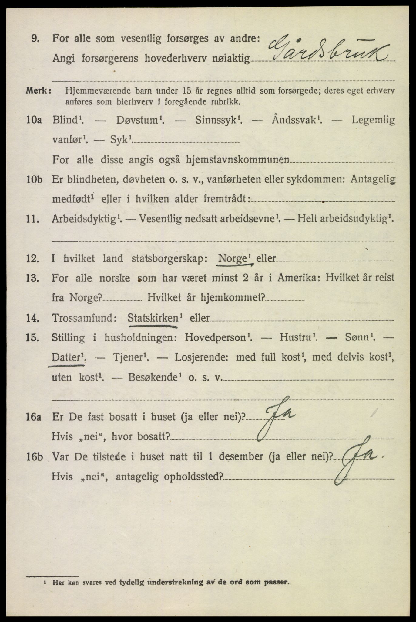 SAH, 1920 census for Øyer, 1920, p. 1210