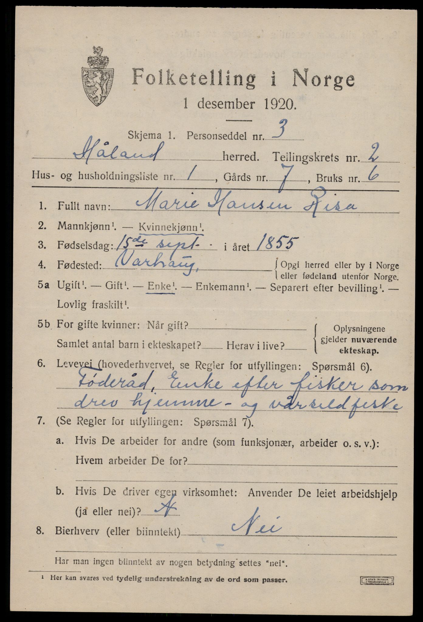 SAST, 1920 census for Håland, 1920, p. 2617