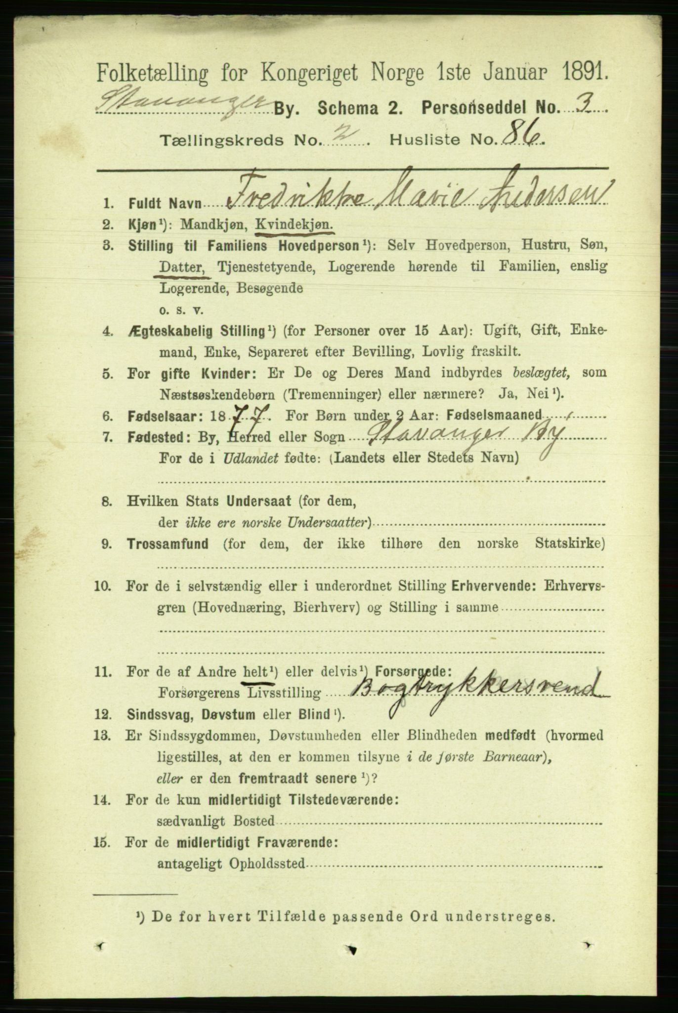 RA, 1891 census for 1103 Stavanger, 1891, p. 6669