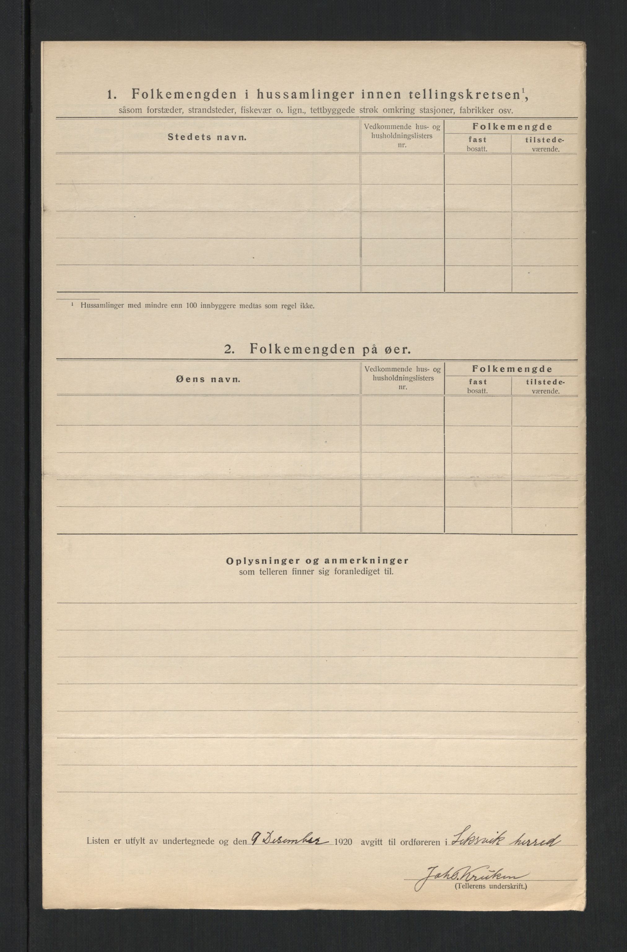 SAT, 1920 census for Leksvik, 1920, p. 11