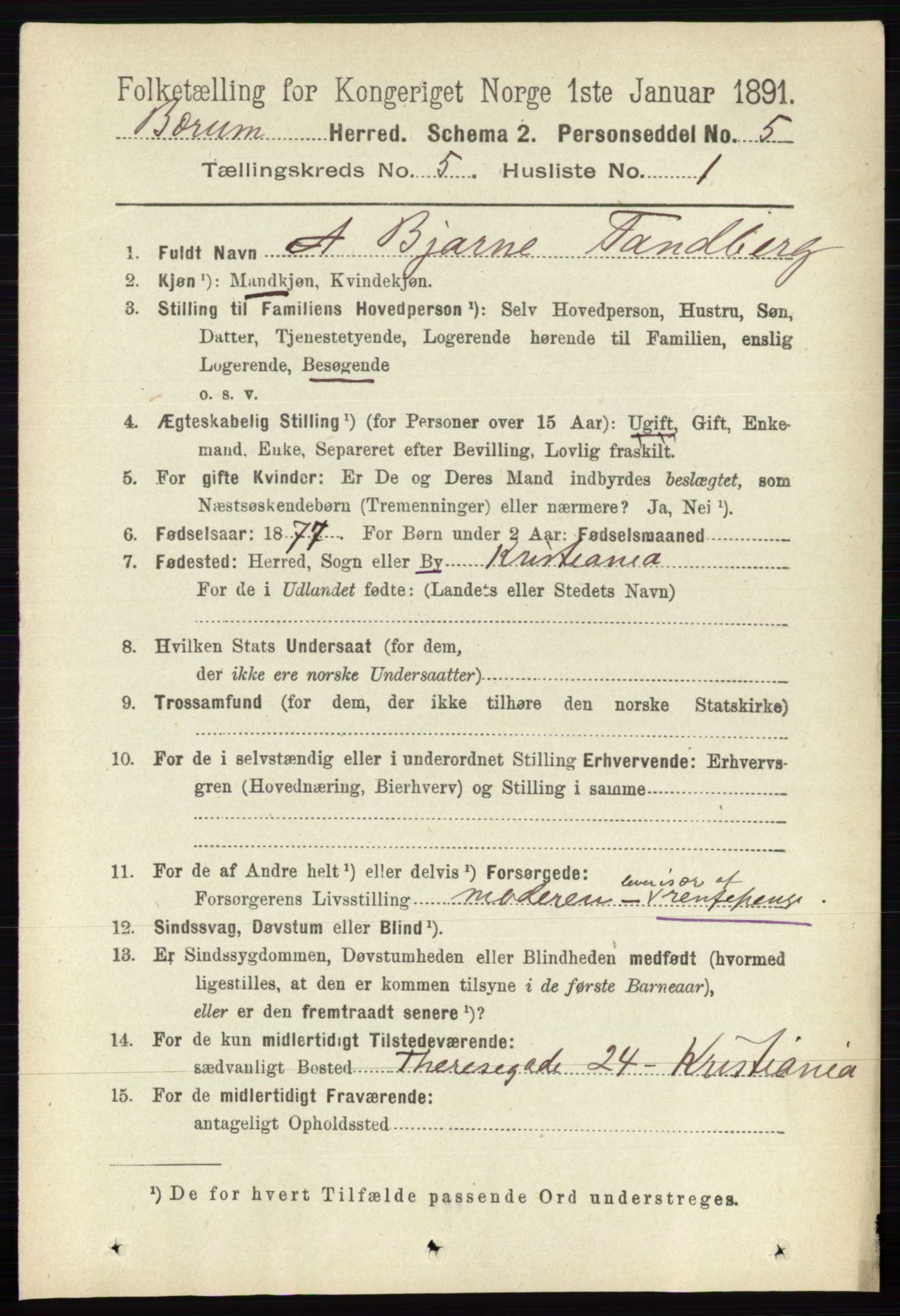 RA, 1891 census for 0219 Bærum, 1891, p. 3006