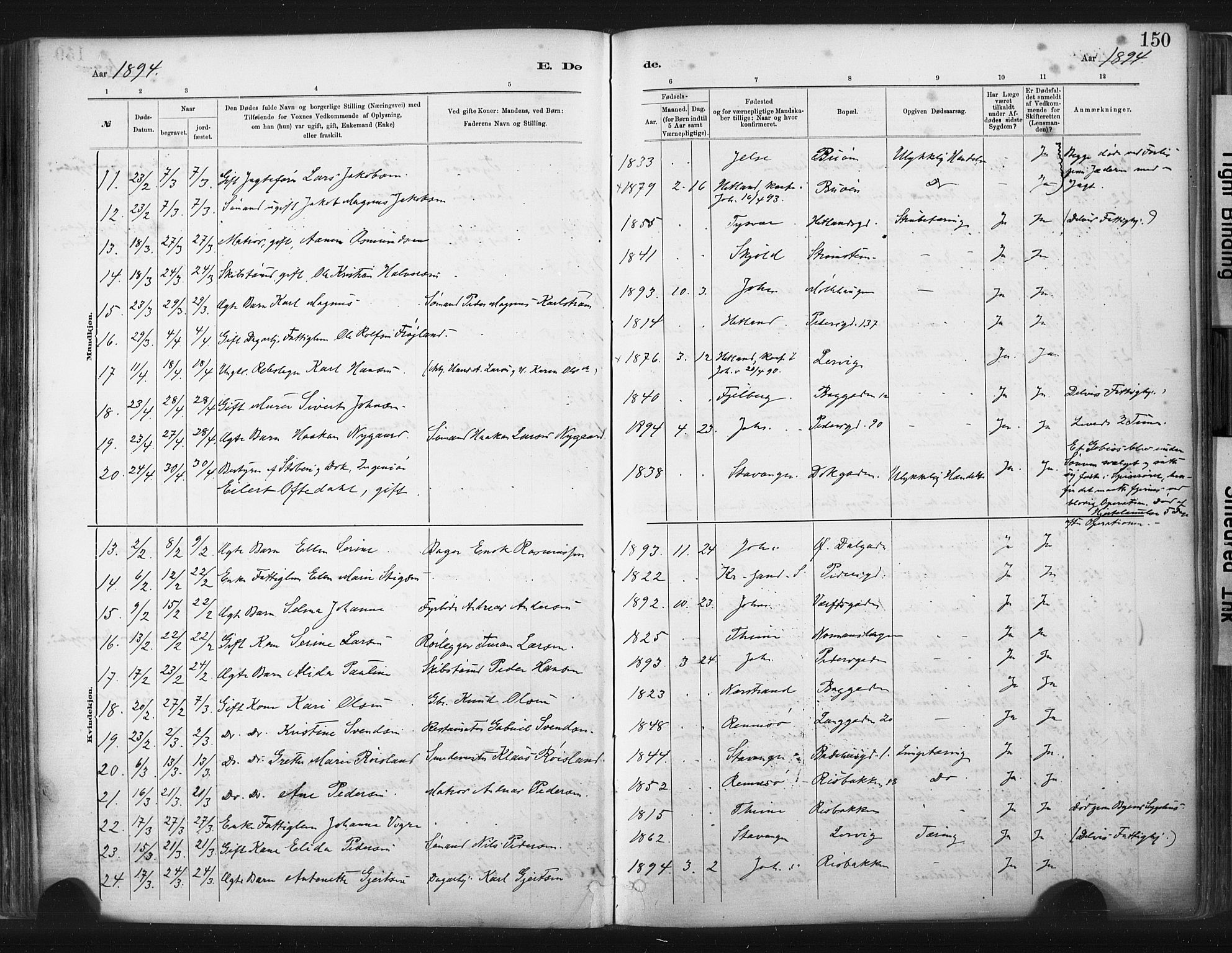 St. Johannes sokneprestkontor, SAST/A-101814/001/30/30BA/L0003: Parish register (official) no. A 3, 1885-1910, p. 150