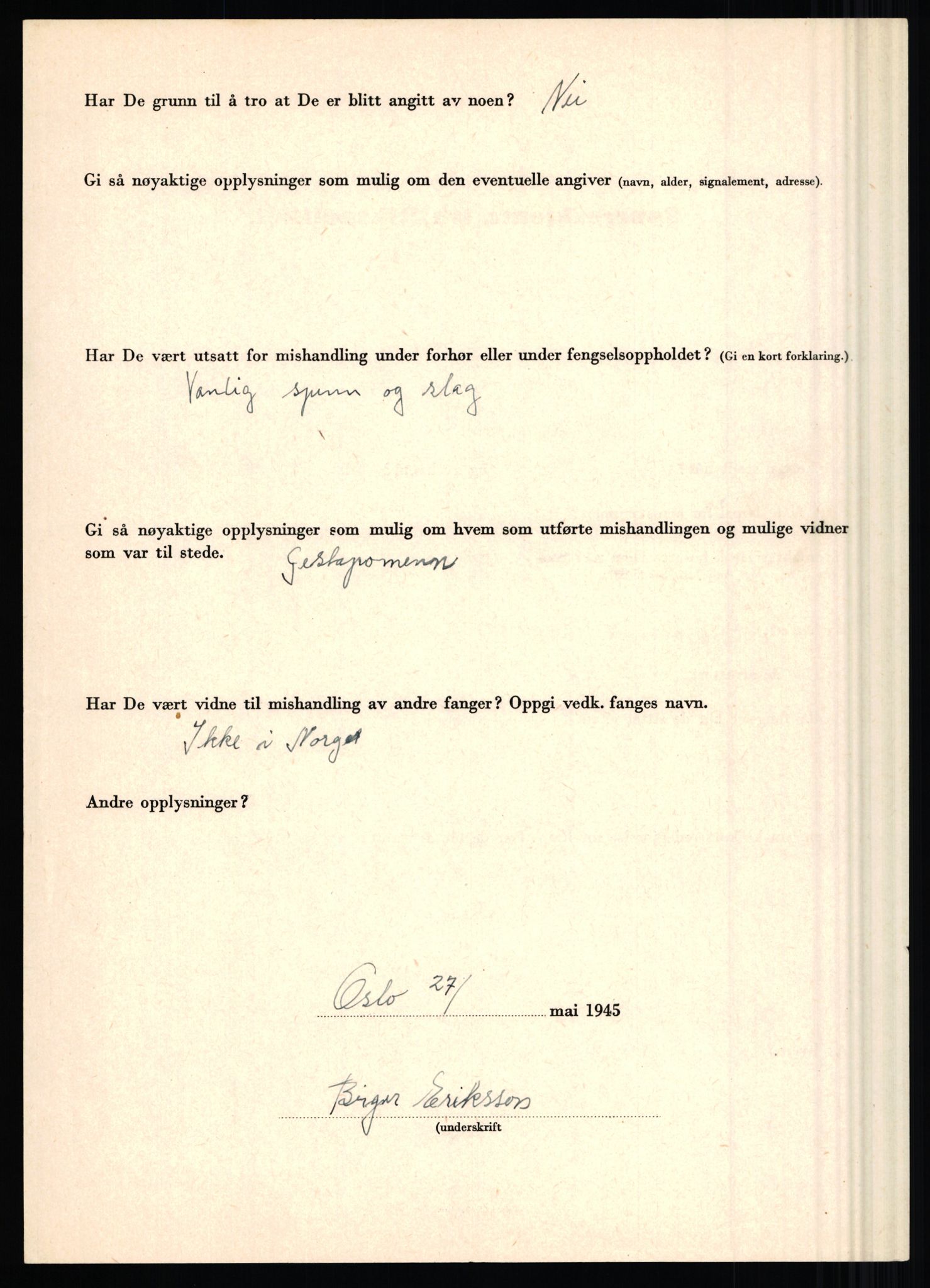 Rikspolitisjefen, AV/RA-S-1560/L/L0004: Eriksen, Alf - Geving, Øivind, 1940-1945, p. 18