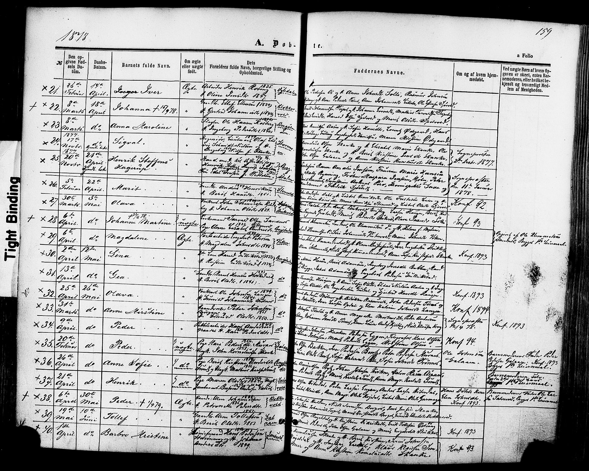 Ministerialprotokoller, klokkerbøker og fødselsregistre - Sør-Trøndelag, SAT/A-1456/681/L0932: Parish register (official) no. 681A10, 1860-1878, p. 159