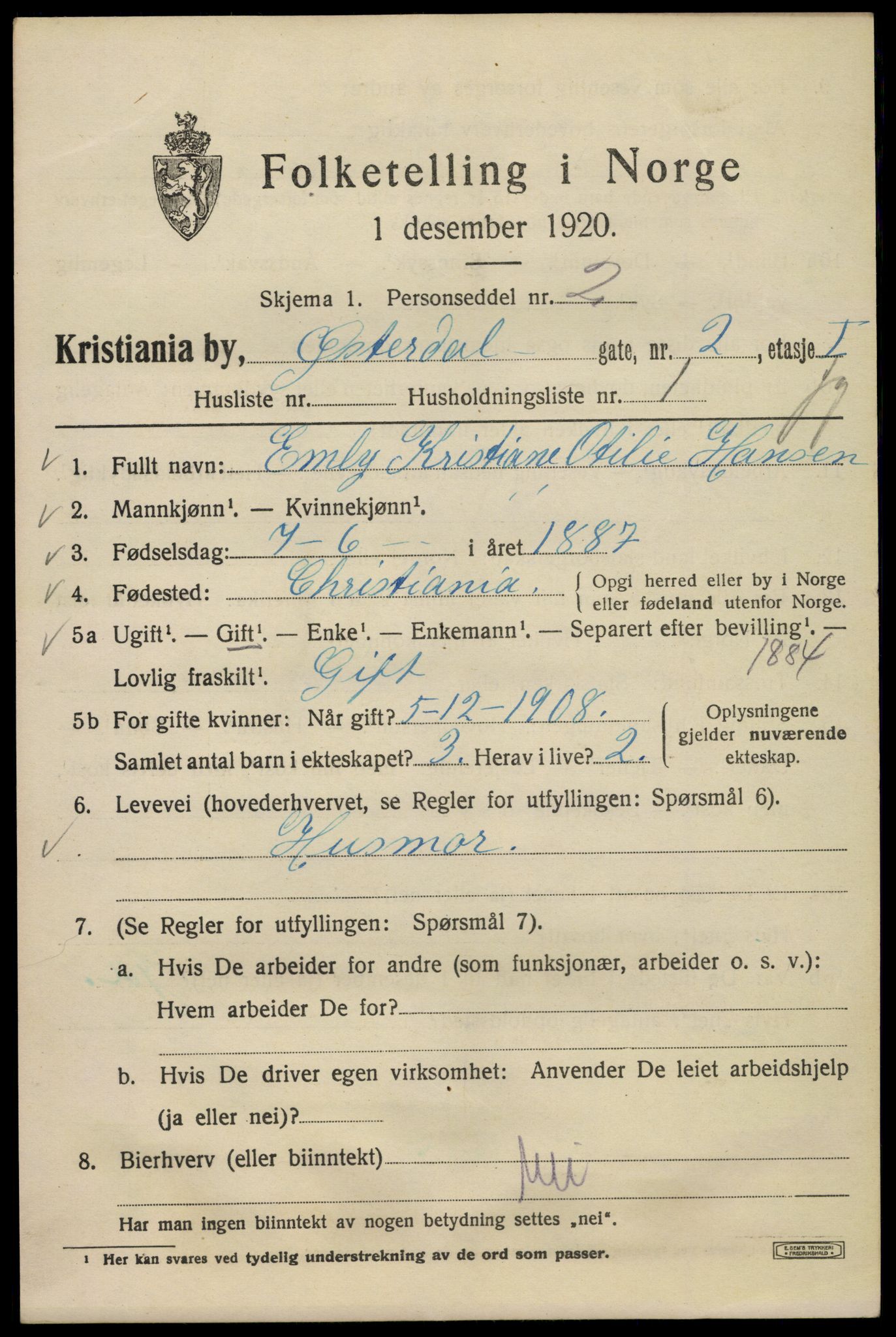 SAO, 1920 census for Kristiania, 1920, p. 655665