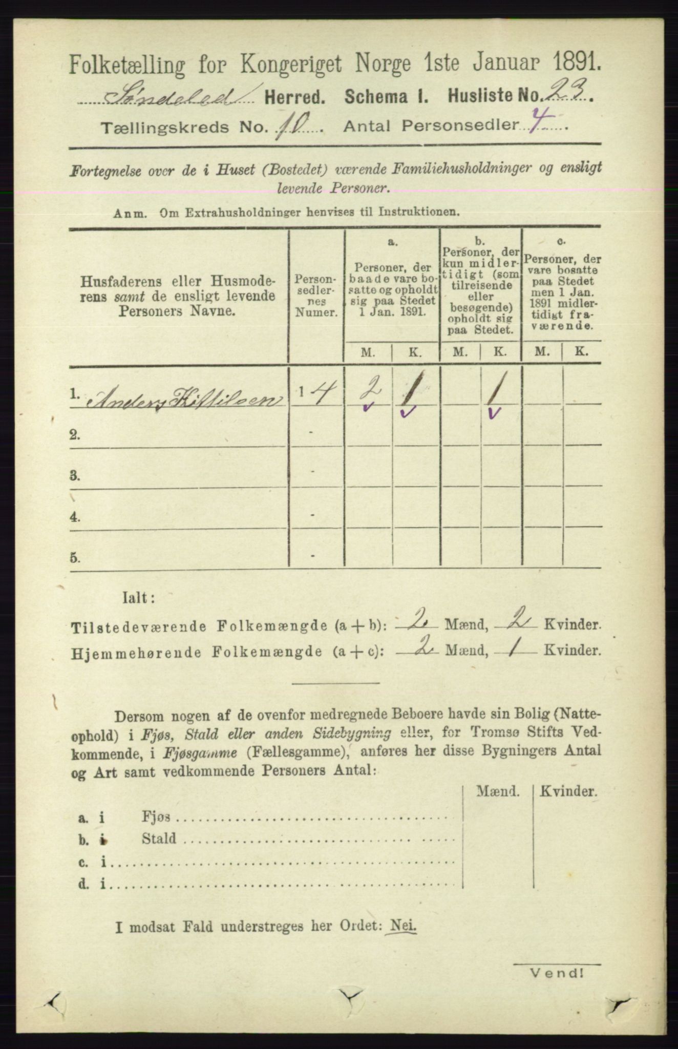 RA, 1891 census for 0913 Søndeled, 1891, p. 3056