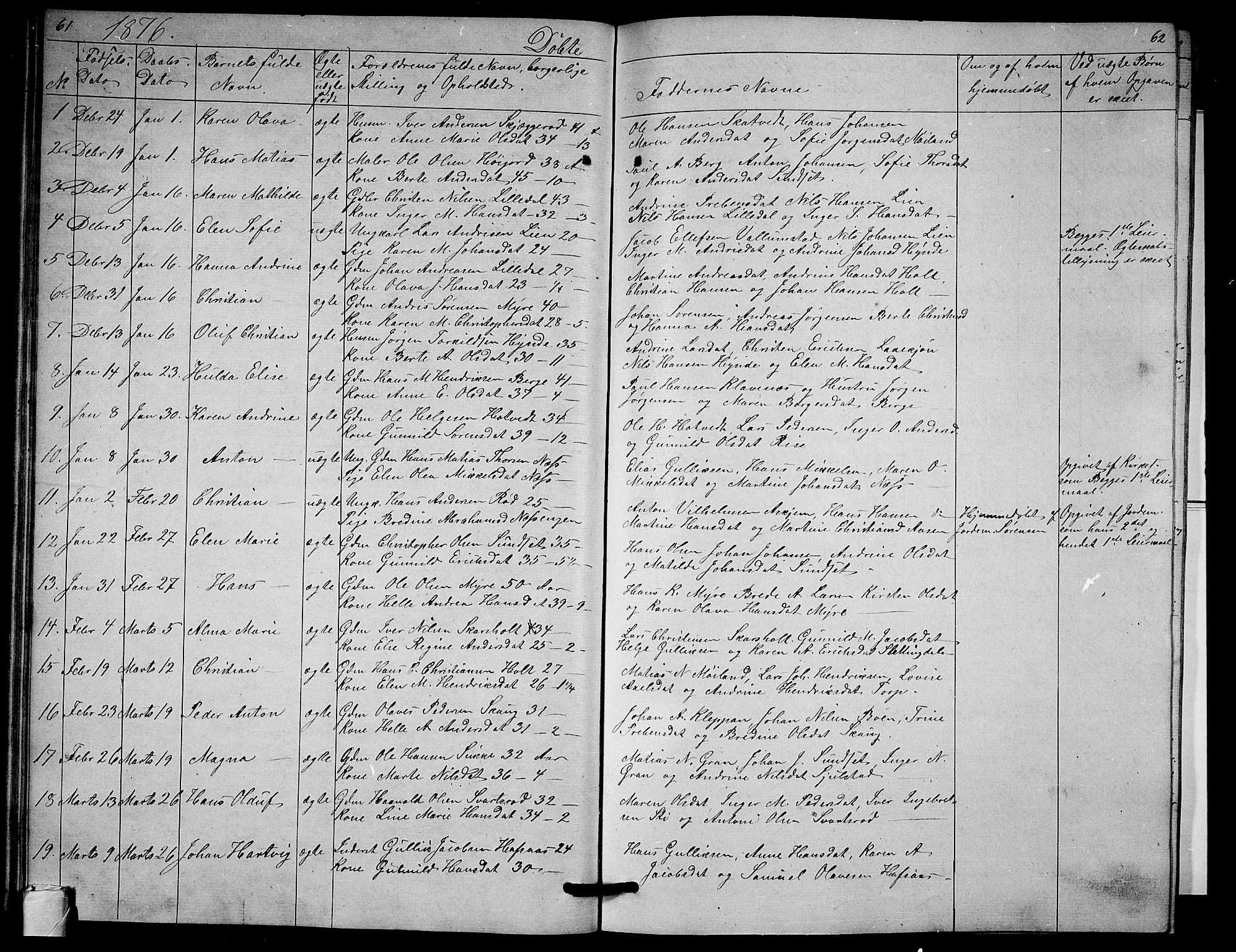 Andebu kirkebøker, AV/SAKO-A-336/G/Ga/L0004: Parish register (copy) no. I 4, 1868-1882, p. 61-62