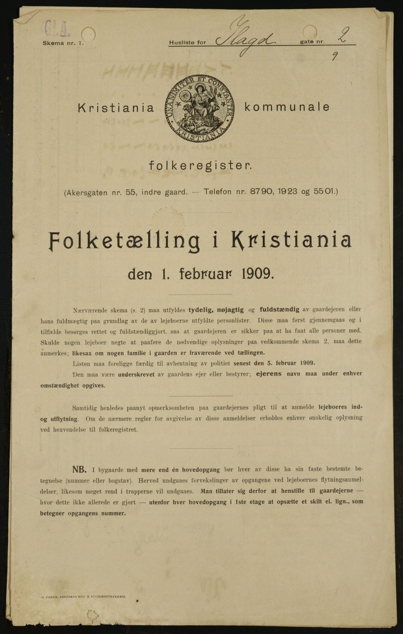 OBA, Municipal Census 1909 for Kristiania, 1909, p. 39435