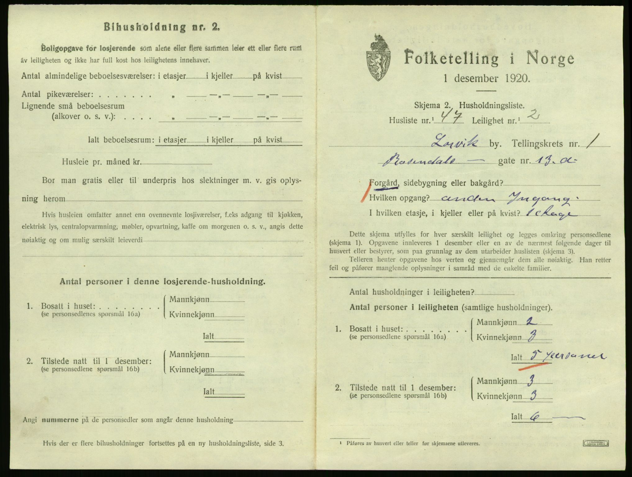 SAKO, 1920 census for Larvik, 1920, p. 3182