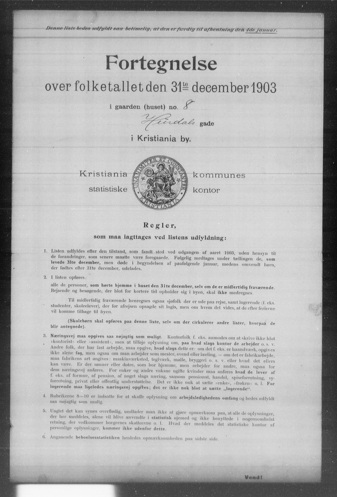 OBA, Municipal Census 1903 for Kristiania, 1903, p. 8300