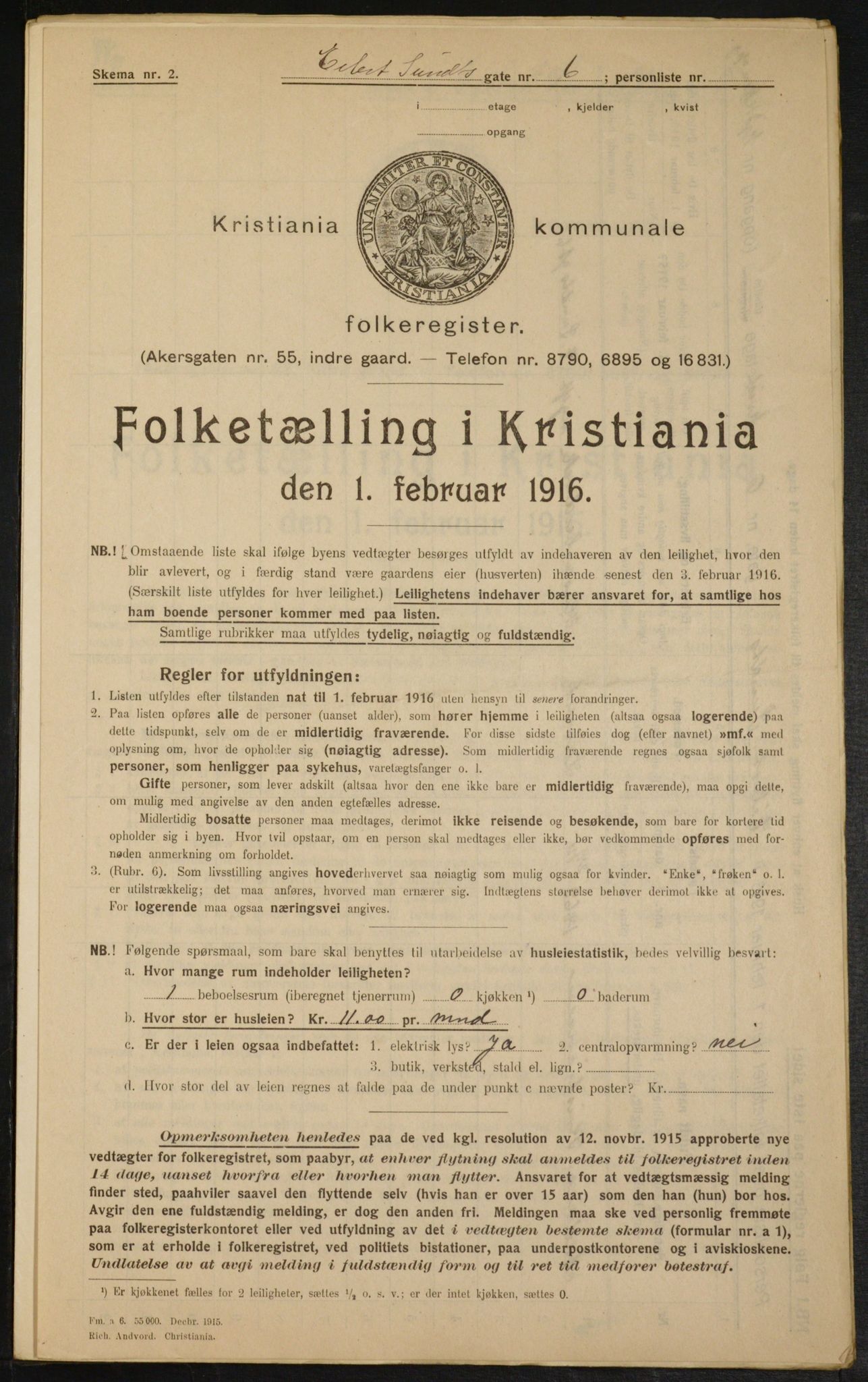 OBA, Municipal Census 1916 for Kristiania, 1916, p. 19208