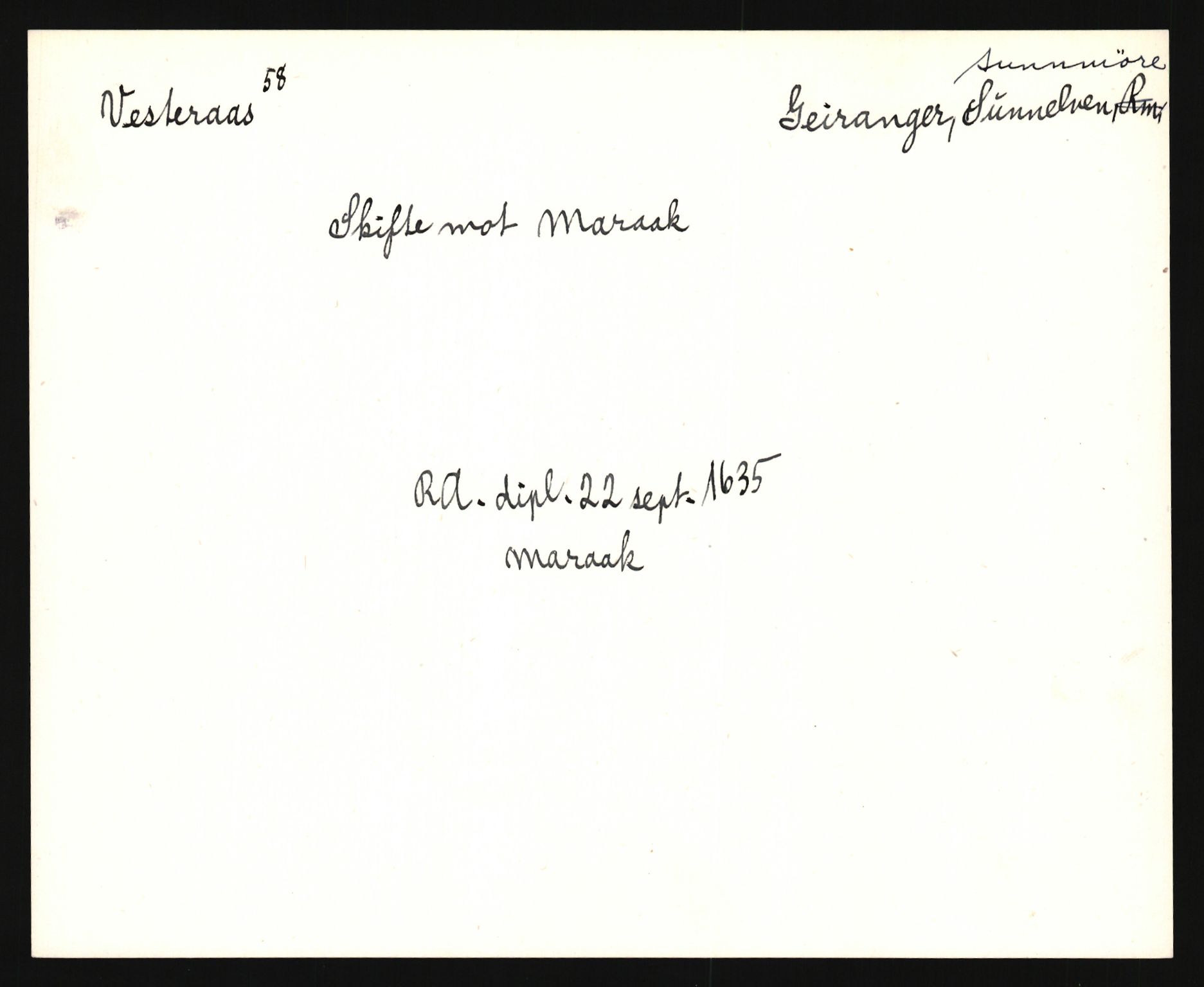 Riksarkivets diplomsamling, AV/RA-EA-5965/F35/F35e/L0031: Registreringssedler Møre og Romsdal, 1400-1700, p. 203