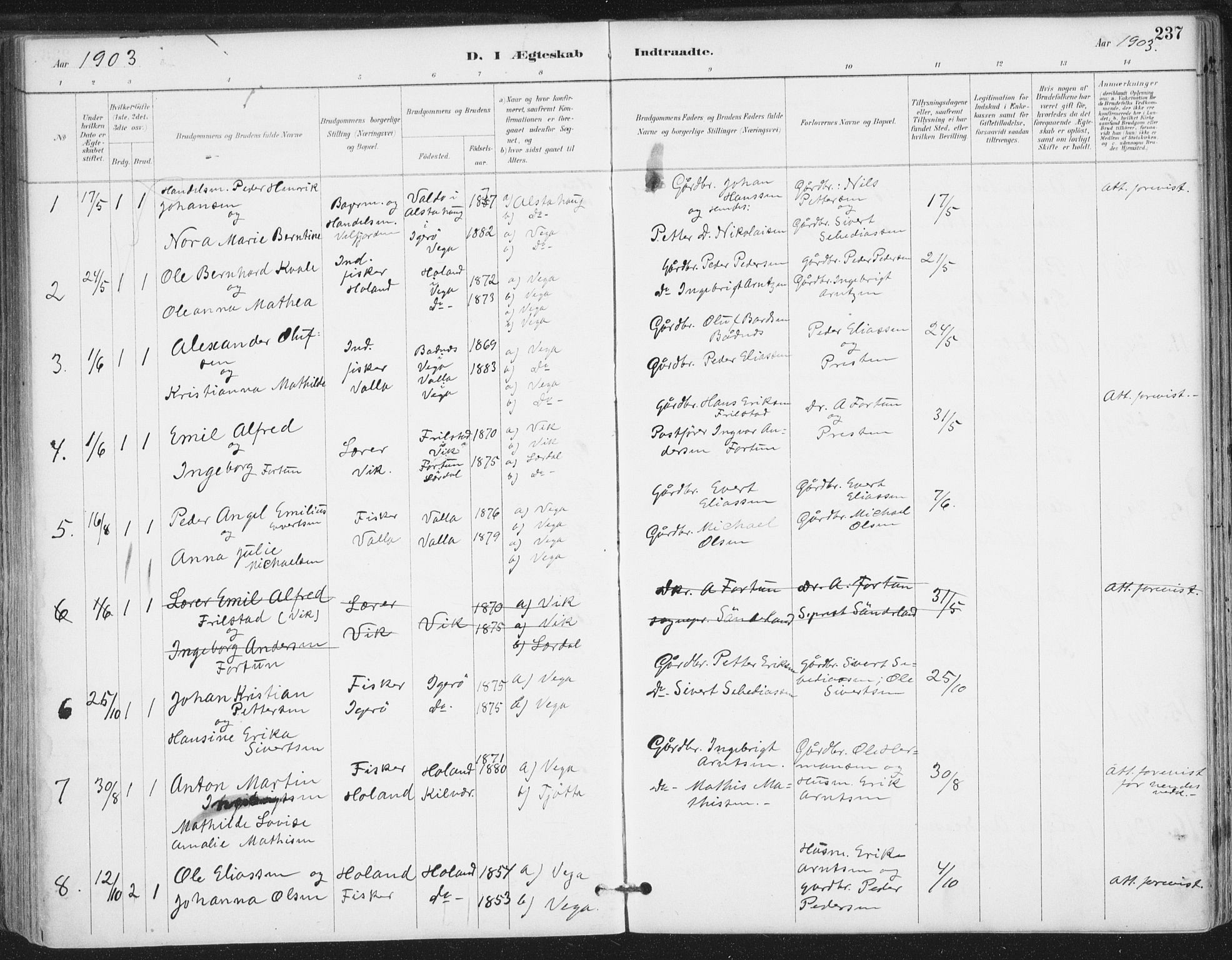 Ministerialprotokoller, klokkerbøker og fødselsregistre - Nordland, AV/SAT-A-1459/816/L0244: Parish register (official) no. 816A10, 1886-1903, p. 237