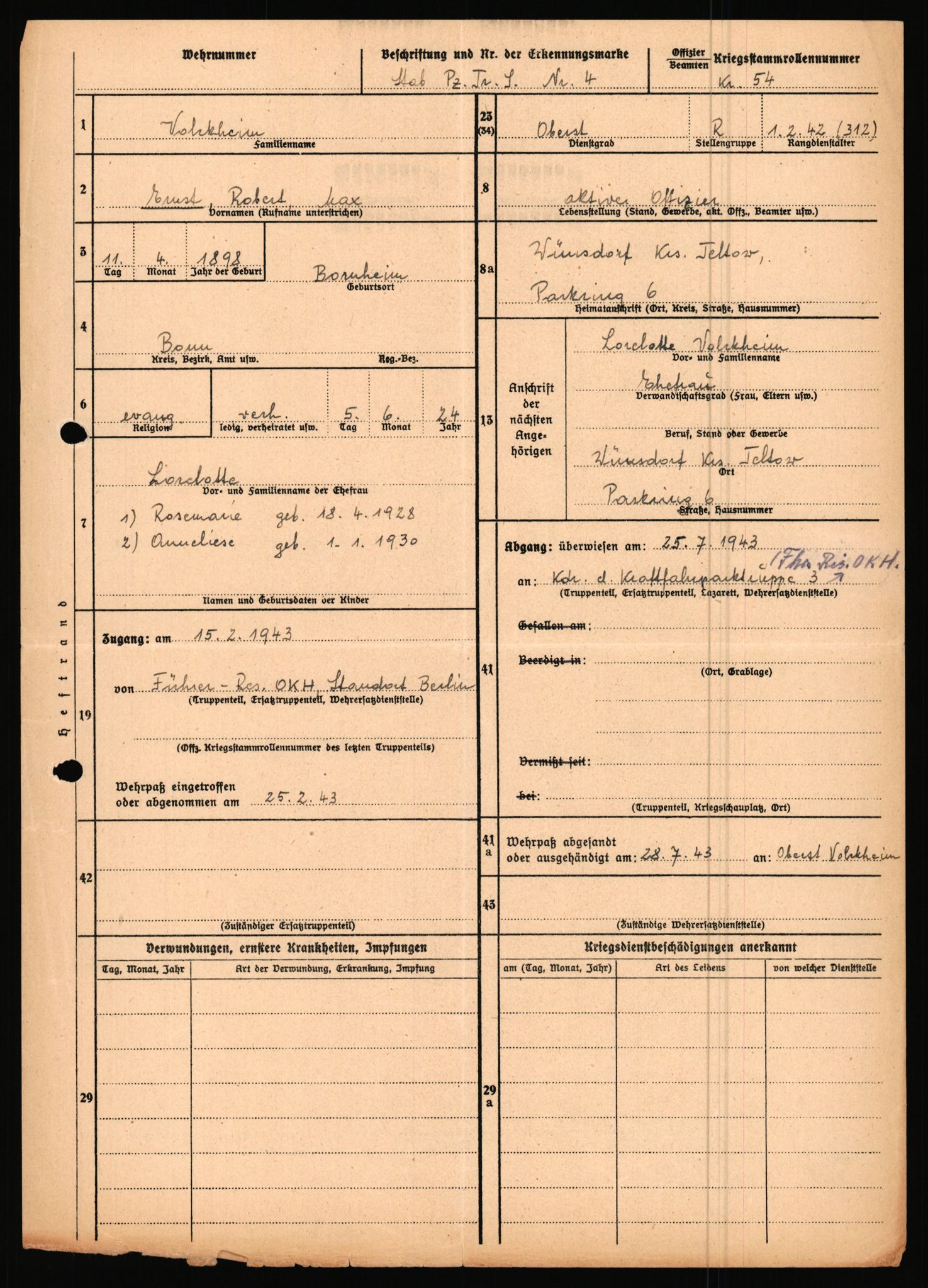 Forsvarets Overkommando. 2 kontor. Arkiv 11.4. Spredte tyske arkivsaker, AV/RA-RAFA-7031/D/Dar/Dara/L0019: Personalbøker og diverse, 1940-1945, p. 530
