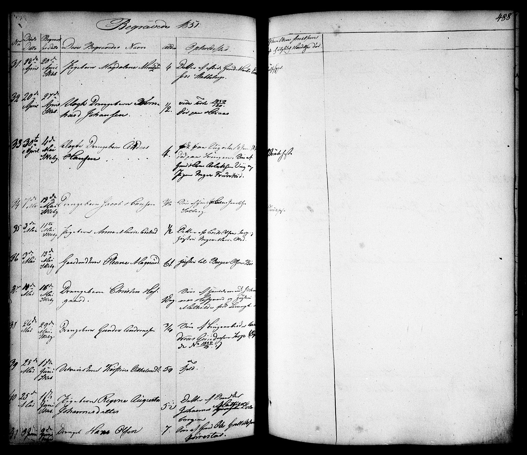 Skjeberg prestekontor Kirkebøker, AV/SAO-A-10923/F/Fa/L0006: Parish register (official) no. I 6, 1846-1858, p. 488