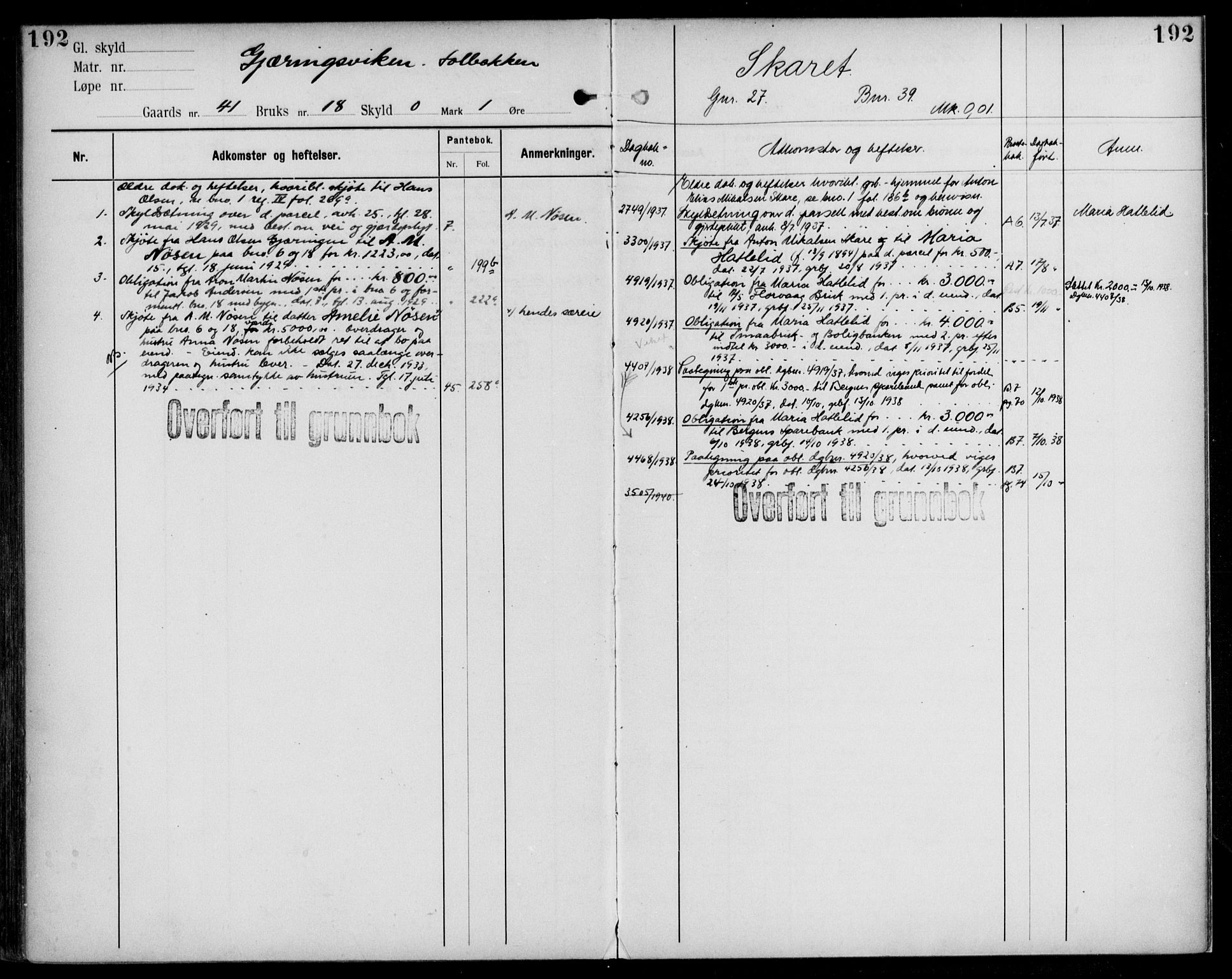 Midhordland sorenskriveri, AV/SAB-A-3001/1/G/Ga/Gab/L0108: Mortgage register no. II.A.b.108, p. 192