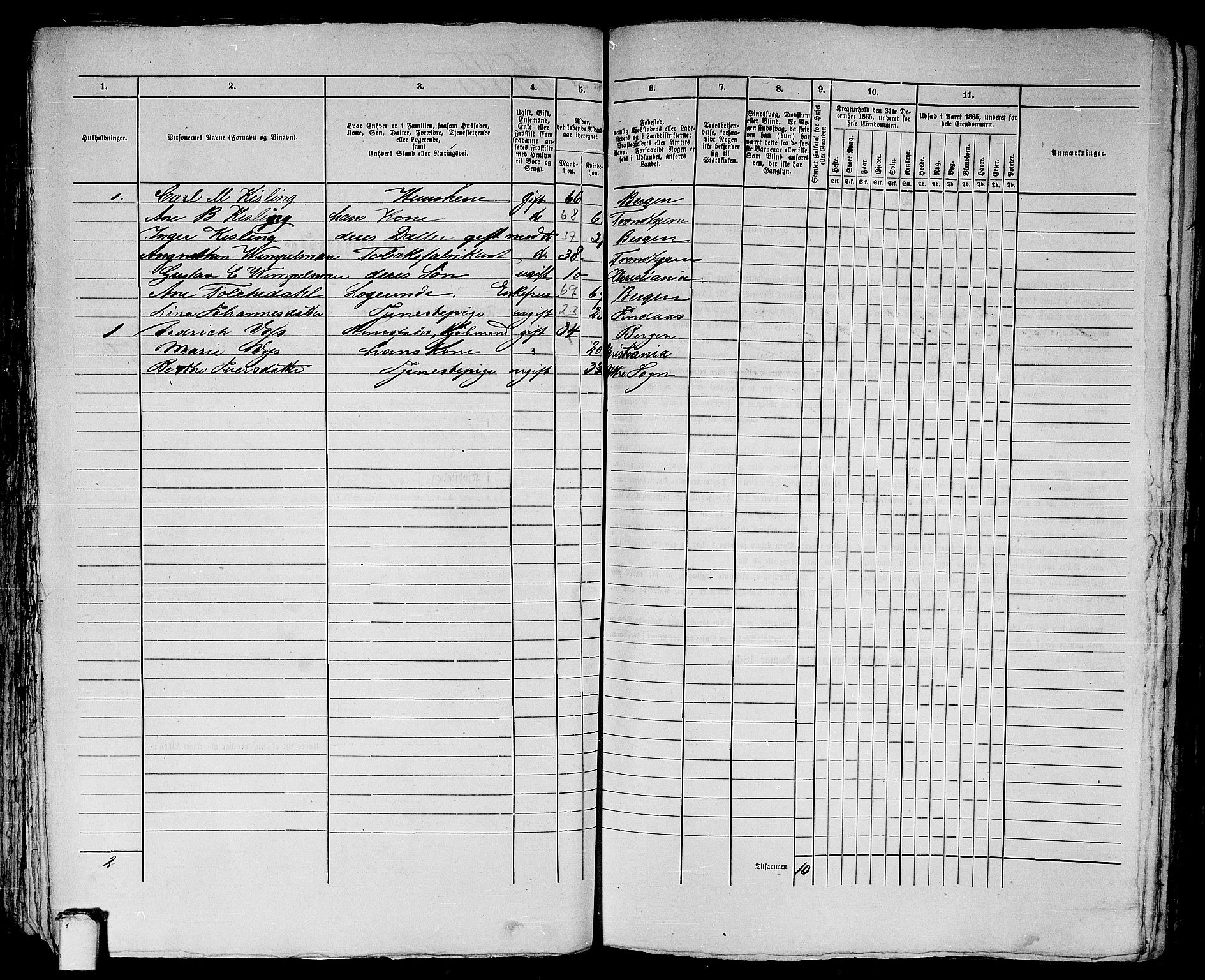 RA, 1865 census for Bergen, 1865, p. 3243