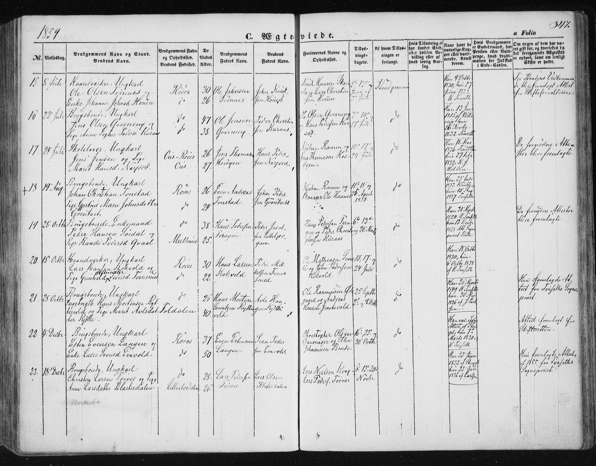 Ministerialprotokoller, klokkerbøker og fødselsregistre - Sør-Trøndelag, SAT/A-1456/681/L0931: Parish register (official) no. 681A09, 1845-1859, p. 347