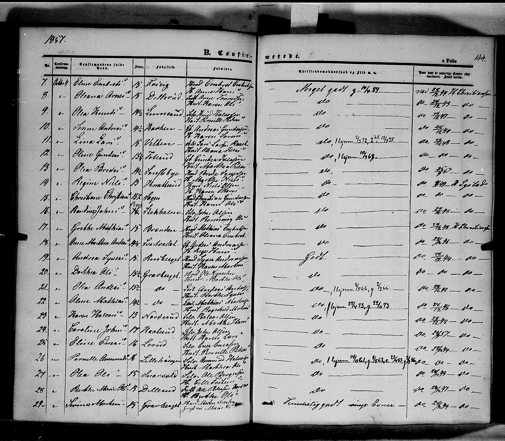 Våler prestekontor, Hedmark, AV/SAH-PREST-040/H/Ha/Haa/L0001: Parish register (official) no. 1, 1849-1878, p. 144