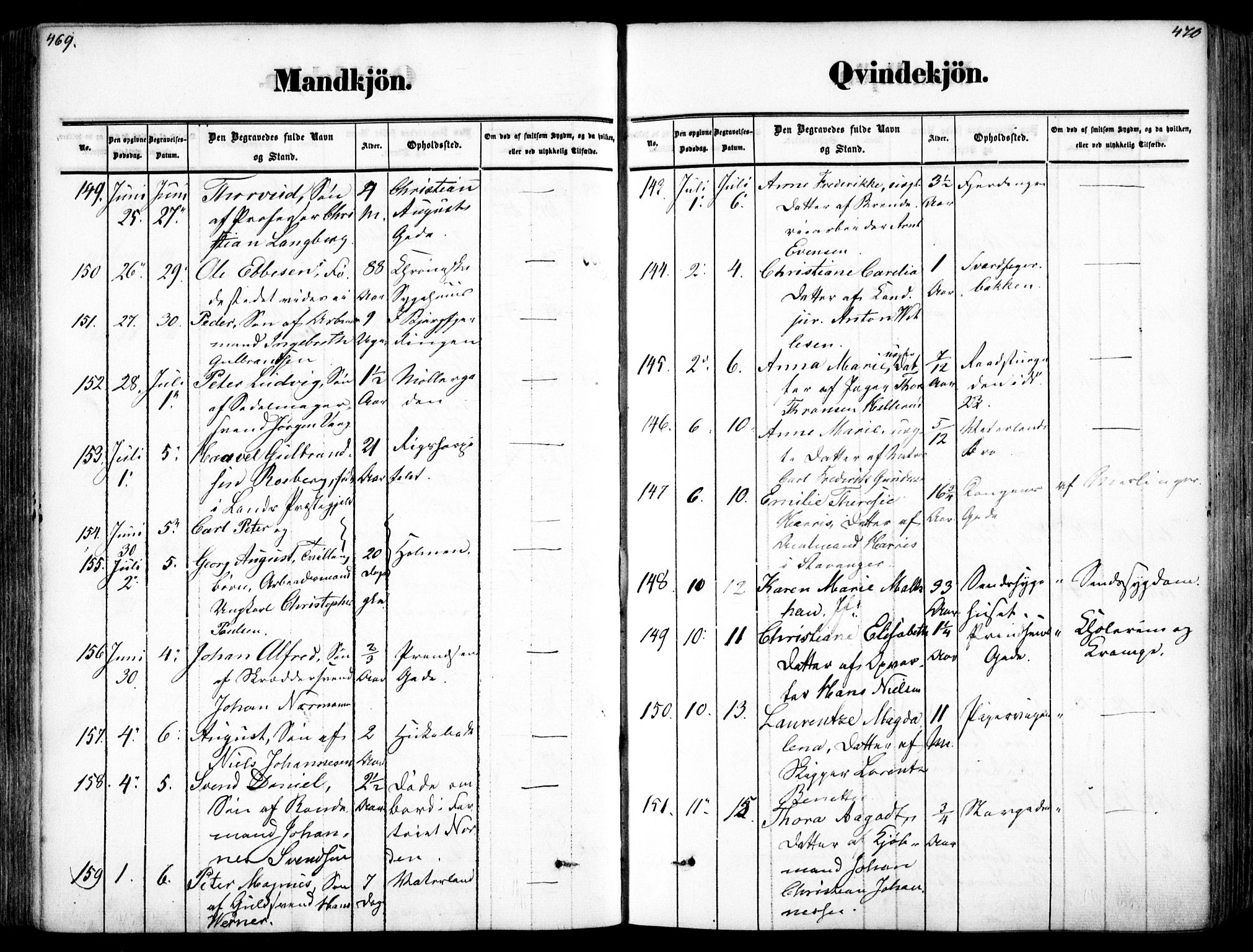 Oslo domkirke Kirkebøker, SAO/A-10752/F/Fa/L0025: Parish register (official) no. 25, 1847-1867, p. 469-470