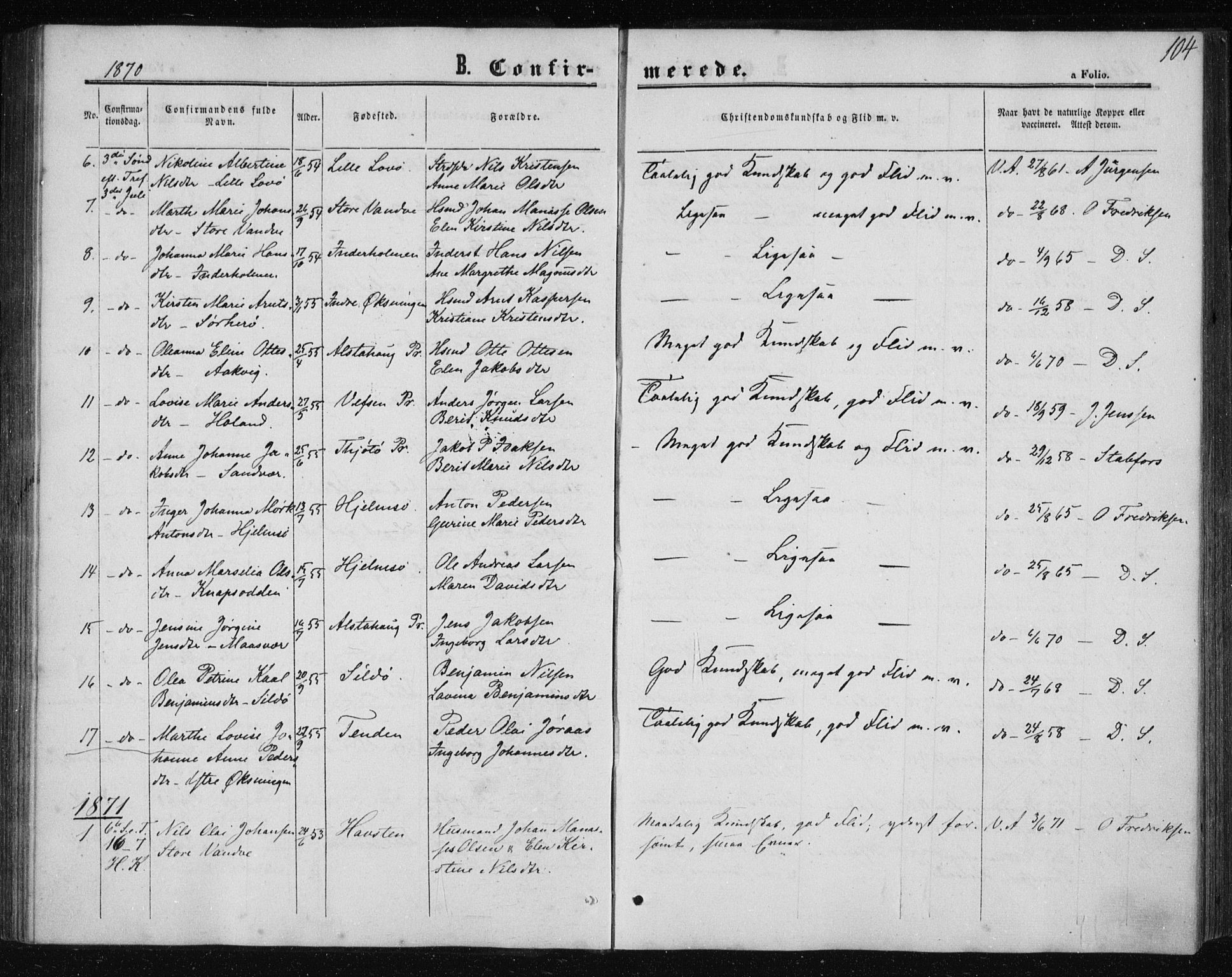 Ministerialprotokoller, klokkerbøker og fødselsregistre - Nordland, SAT/A-1459/834/L0505: Parish register (official) no. 834A03, 1862-1871, p. 104