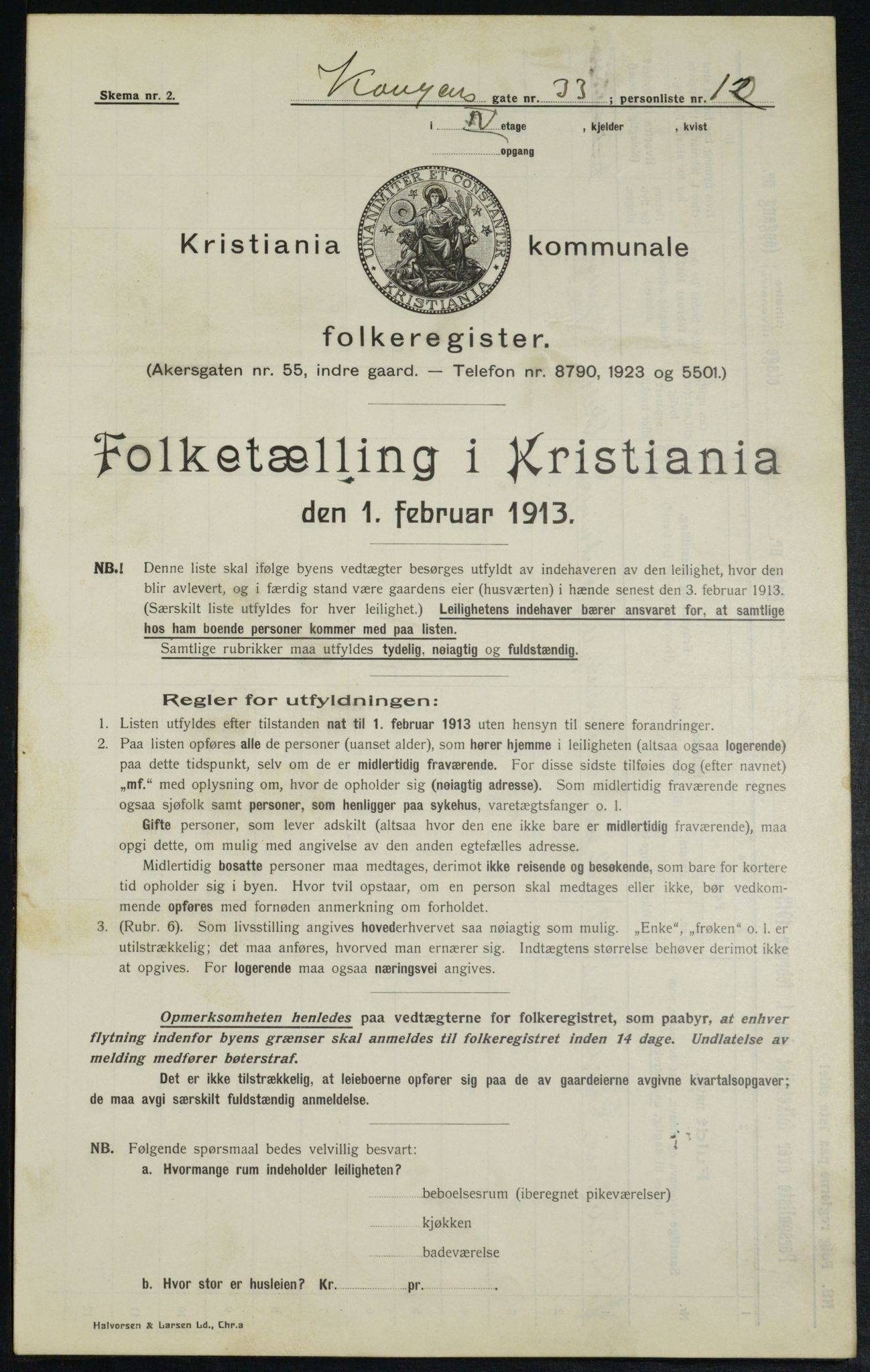 OBA, Municipal Census 1913 for Kristiania, 1913, p. 52372