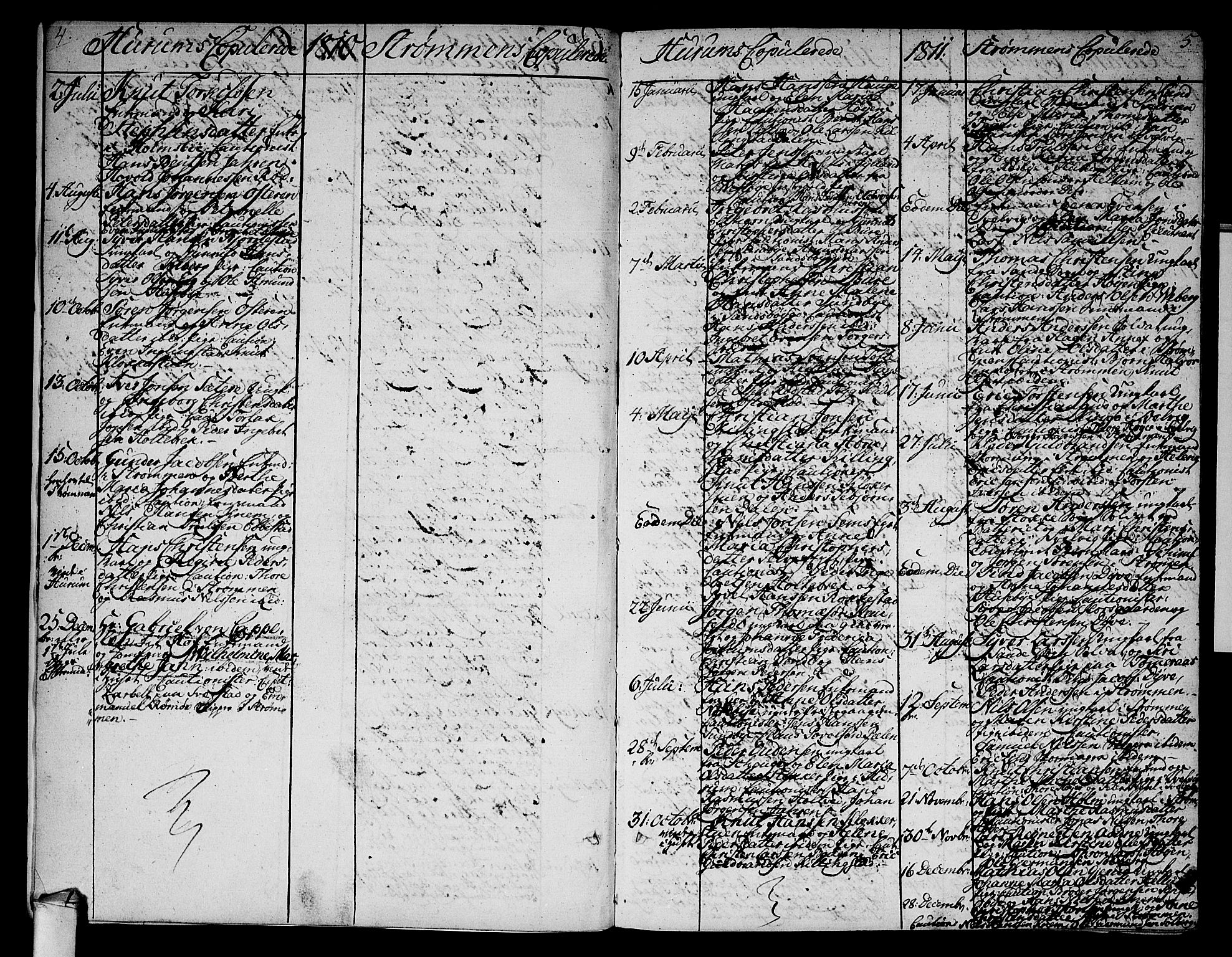 Hurum kirkebøker, AV/SAKO-A-229/F/Fa/L0008: Parish register (official) no. 8, 1810-1815, p. 4-5