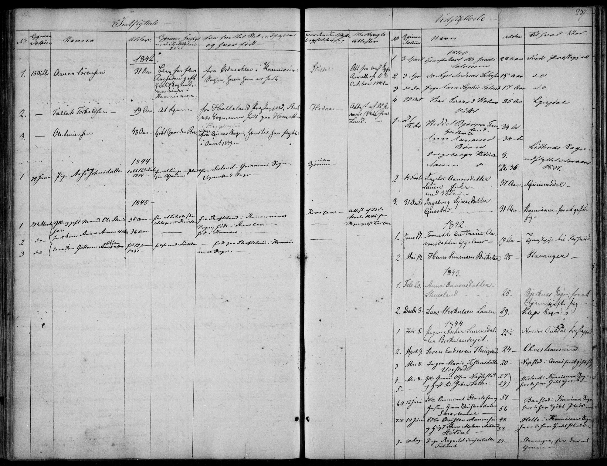 Hægebostad sokneprestkontor, AV/SAK-1111-0024/F/Fa/Faa/L0004: Parish register (official) no. A 4, 1834-1864, p. 257