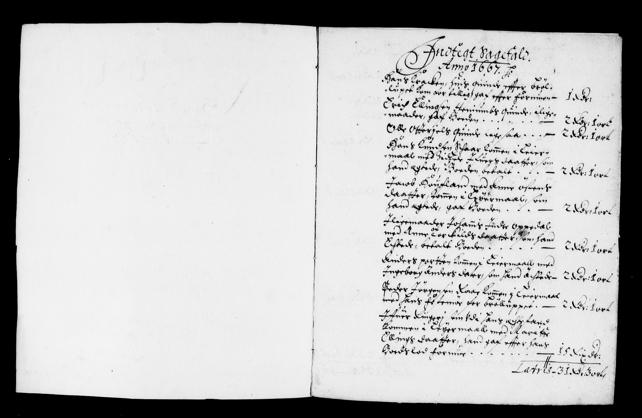 Rentekammeret inntil 1814, Reviderte regnskaper, Stiftamtstueregnskaper, Bergen stiftamt, RA/EA-6043/R/Rc/L0025: Bergen stiftamt, 1667