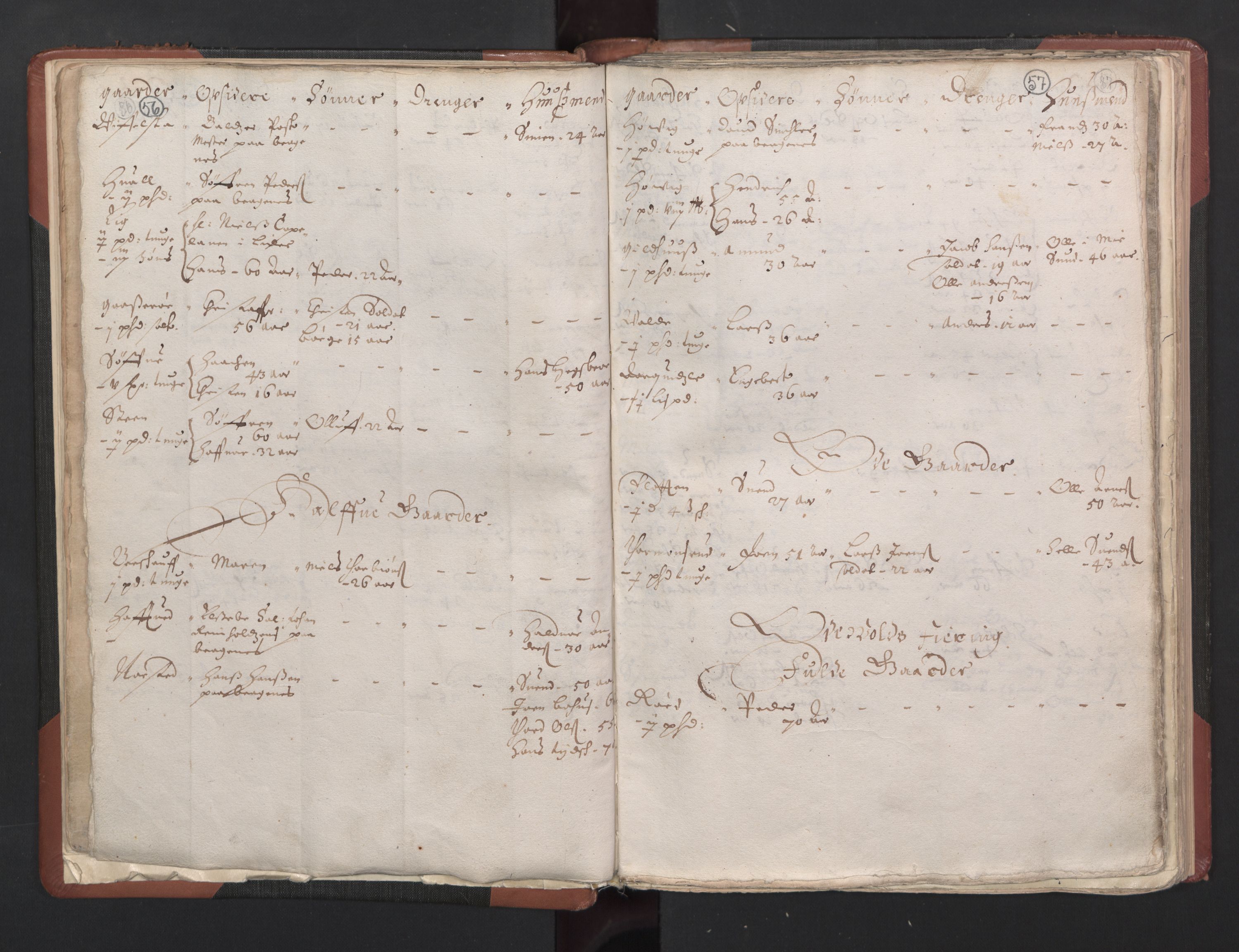 RA, Bailiff's Census 1664-1666, no. 5: Modern Buskerud county and modern Vestfold county, 1664, p. 56-57