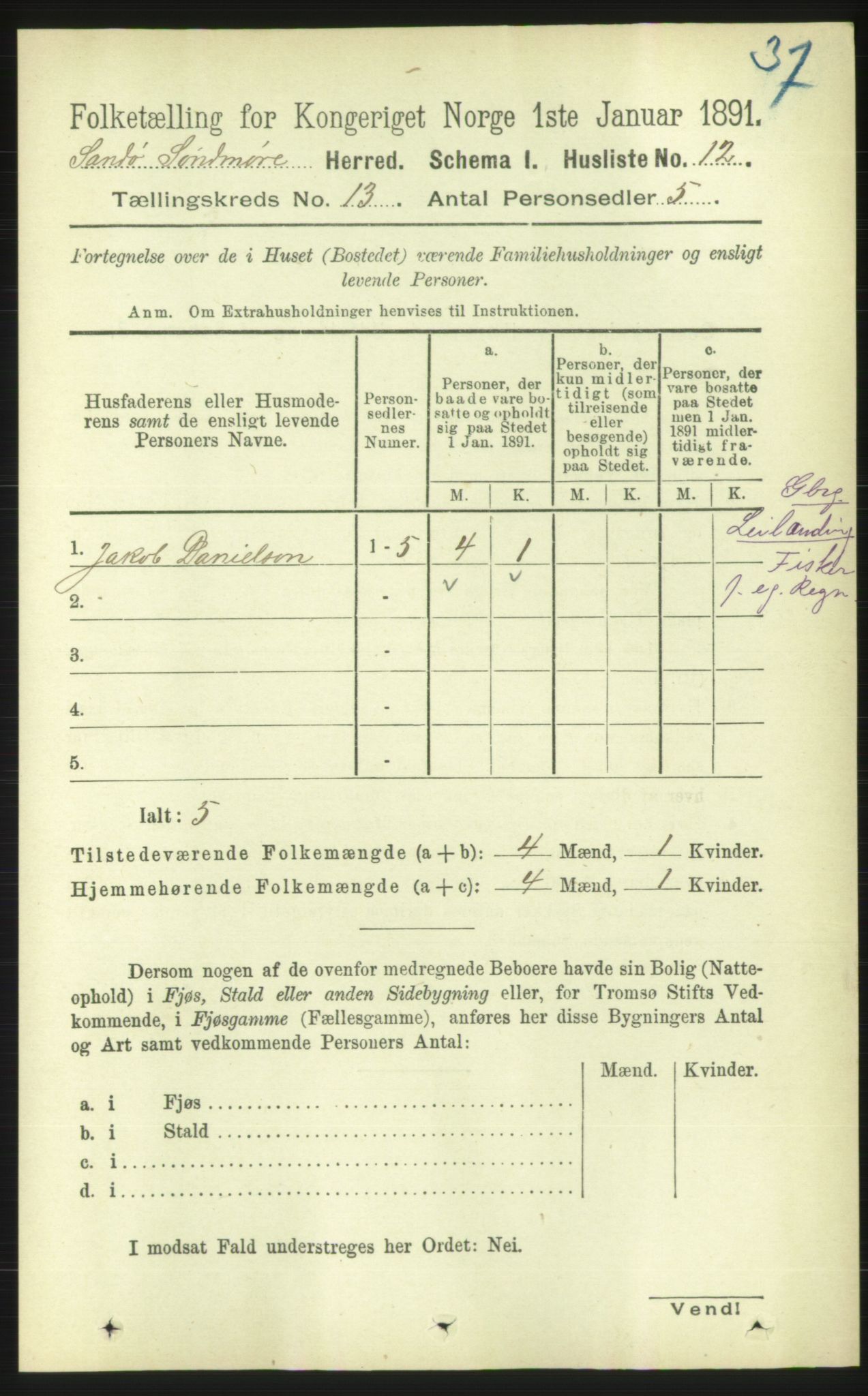 RA, 1891 census for 1514 Sande, 1891, p. 2414