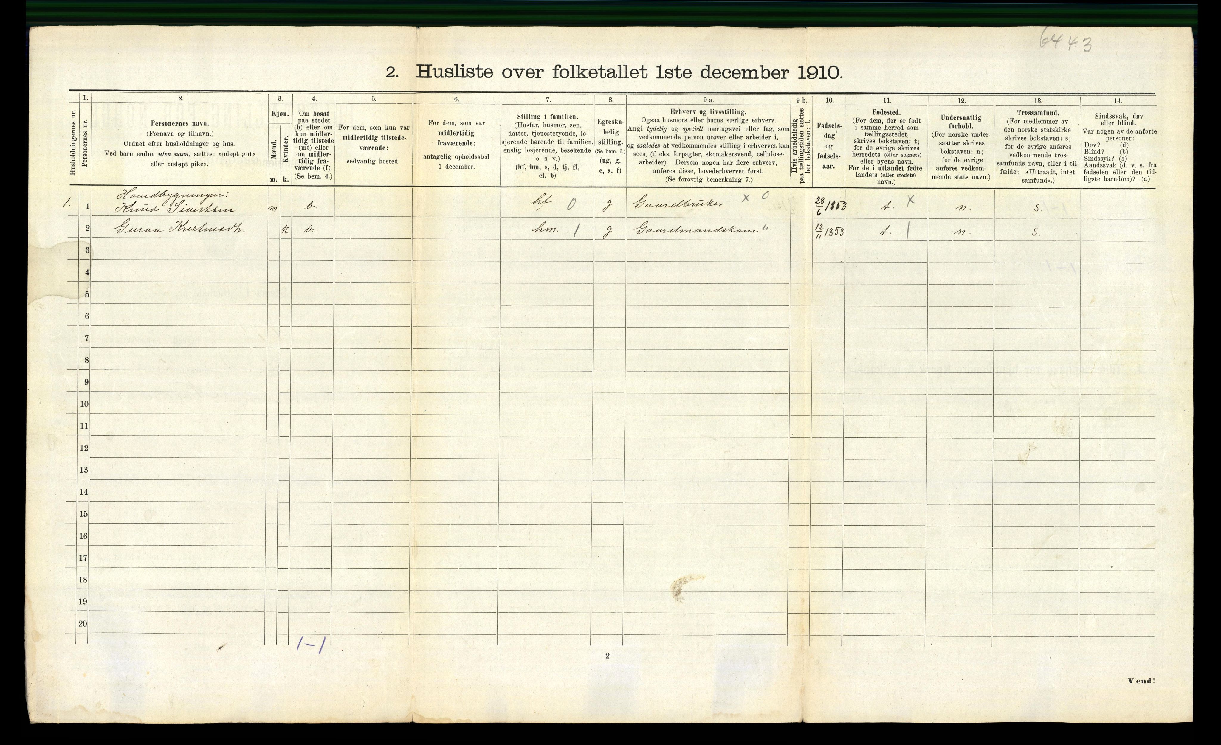 RA, 1910 census for Veøy, 1910, p. 159