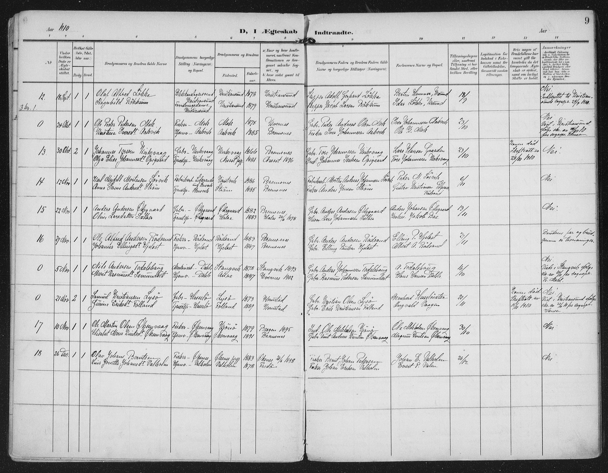 Ministerialprotokoller, klokkerbøker og fødselsregistre - Møre og Romsdal, AV/SAT-A-1454/569/L0822: Parish register (official) no. 569A08, 1908-1919, p. 9