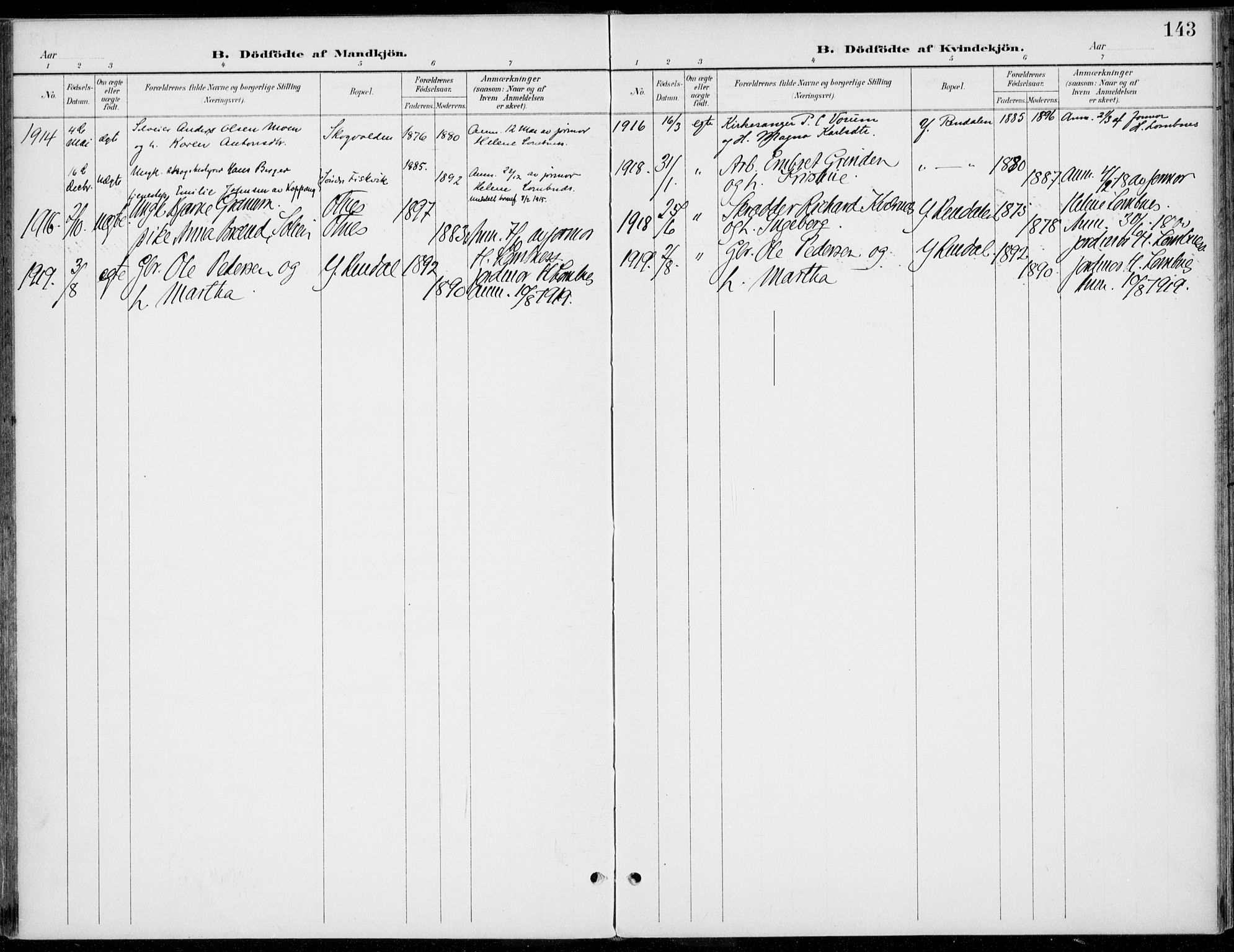 Rendalen prestekontor, AV/SAH-PREST-054/H/Ha/Haa/L0011: Parish register (official) no. 11, 1901-1925, p. 143