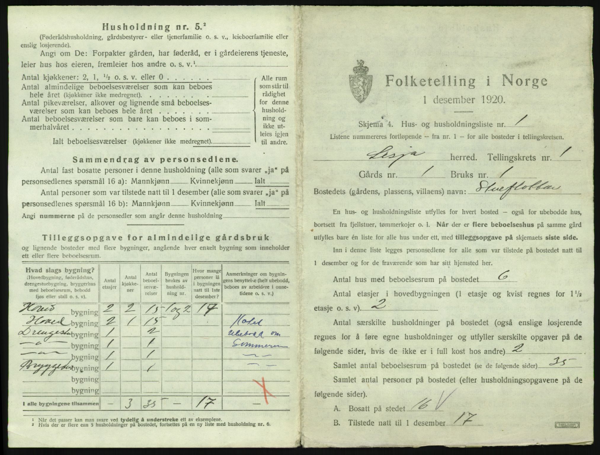 SAH, 1920 census for Lesja, 1920, p. 38