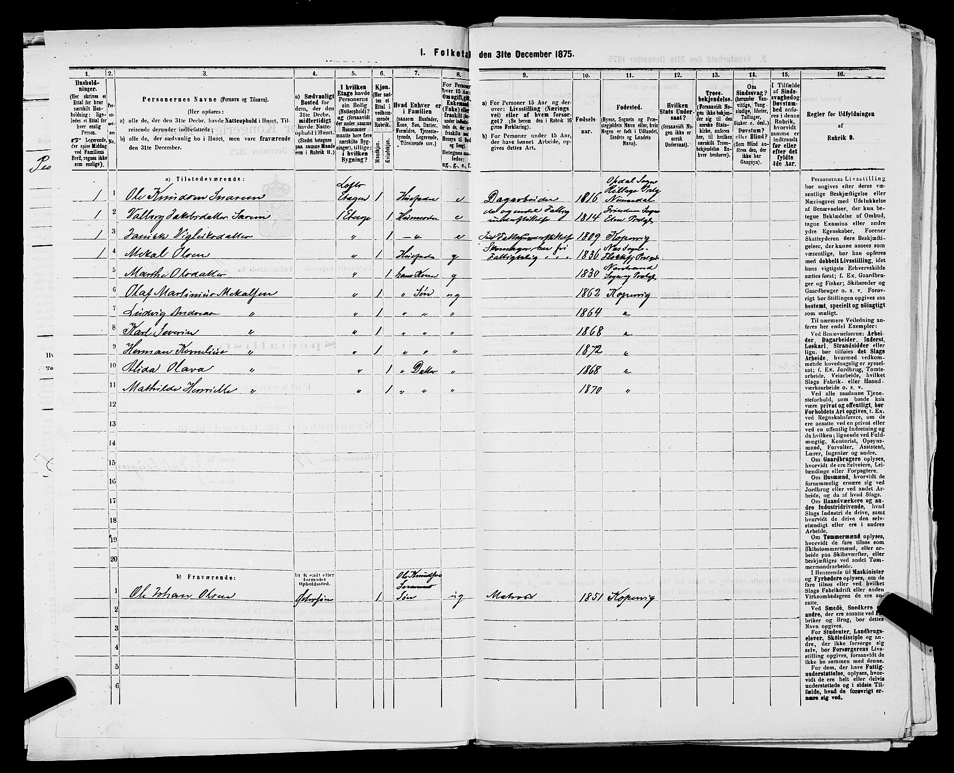 SAST, 1875 census for 1105B Avaldsnes/Kopervik, 1875, p. 35