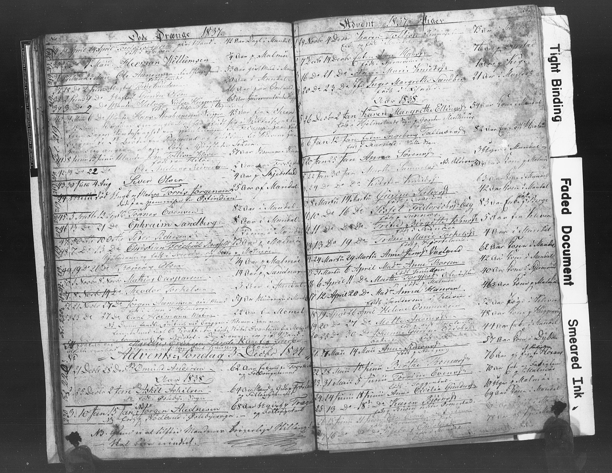 Mandal sokneprestkontor, SAK/1111-0030/F/Fb/Fba/L0003: Parish register (copy) no. B 1C, 1834-1838, p. 35