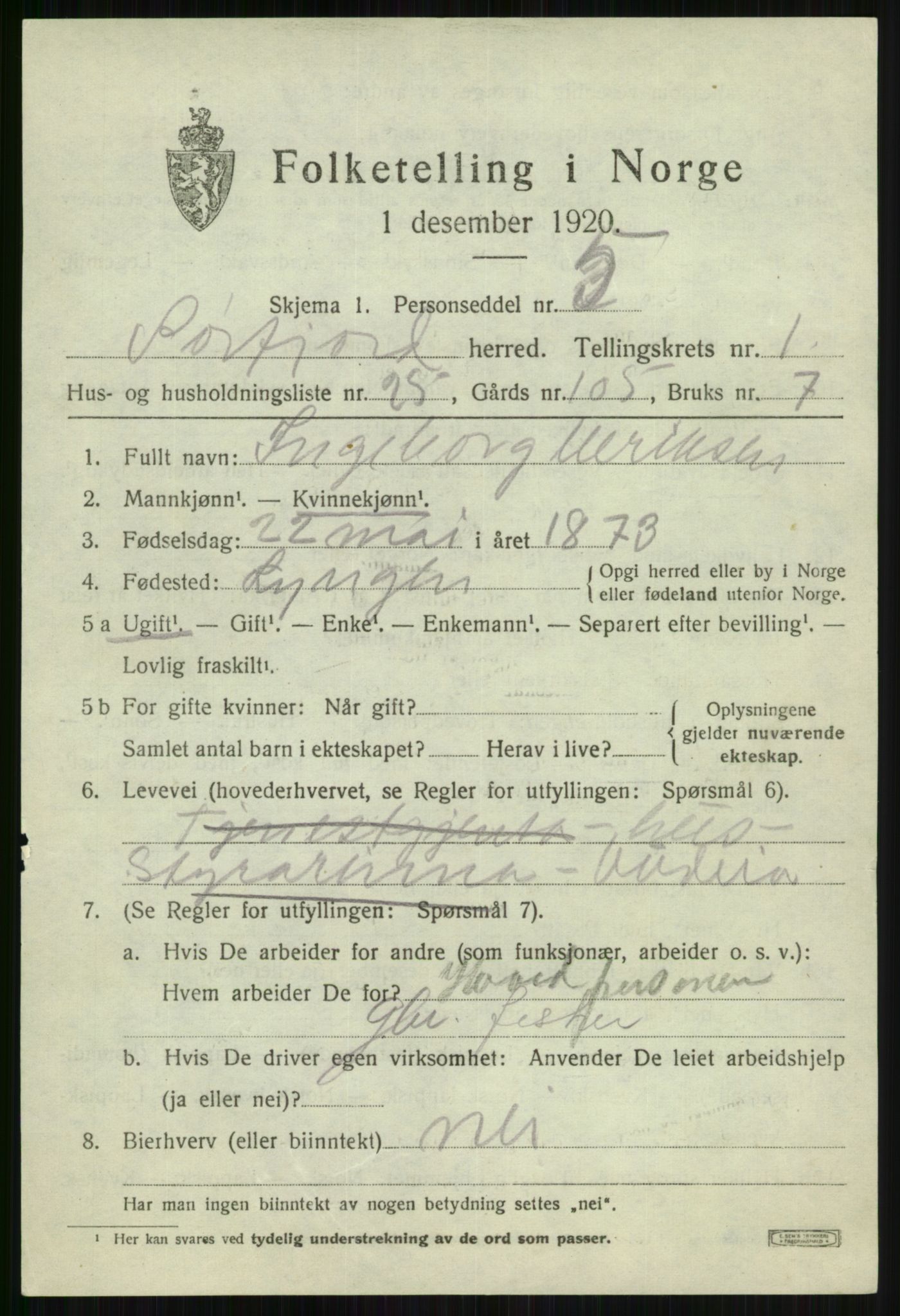 SATØ, 1920 census for Sørfjord, 1920, p. 744